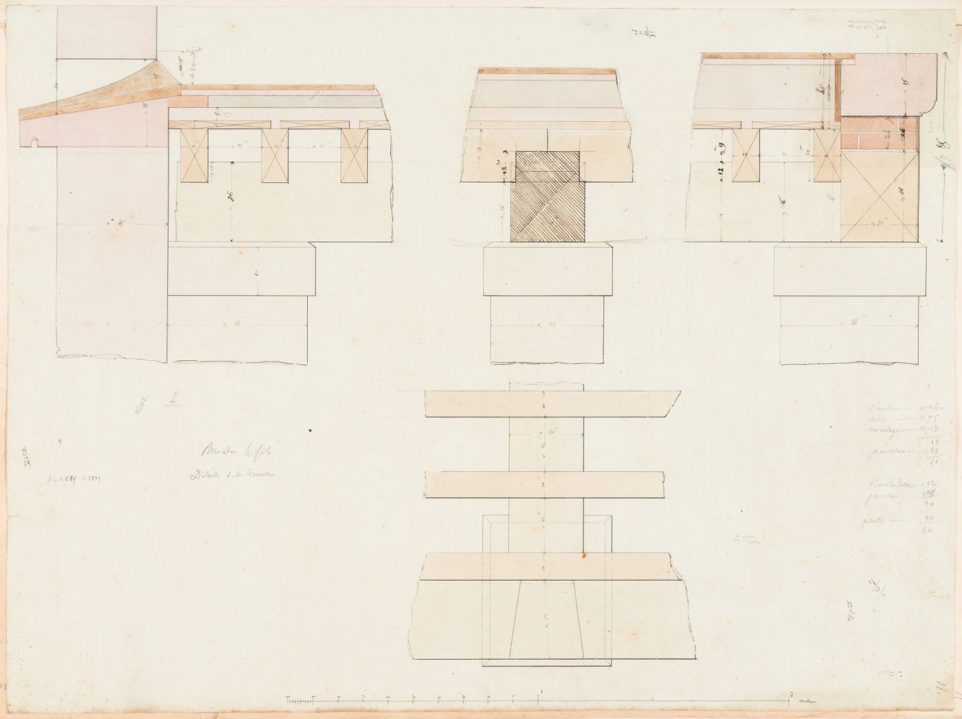 Hôtel, rue des Quatre-Fils, Paris: Details for the stone and wood work