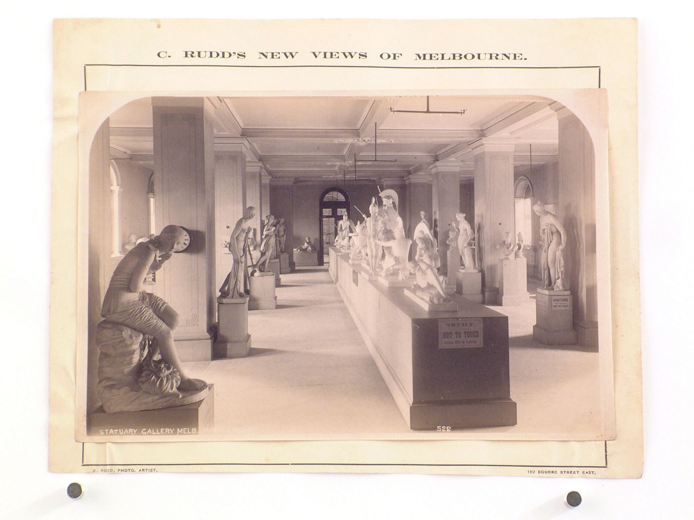 Interior view of the Statuary Gallery of Melbourne Public Library (now the State Library of Victoria), Australia