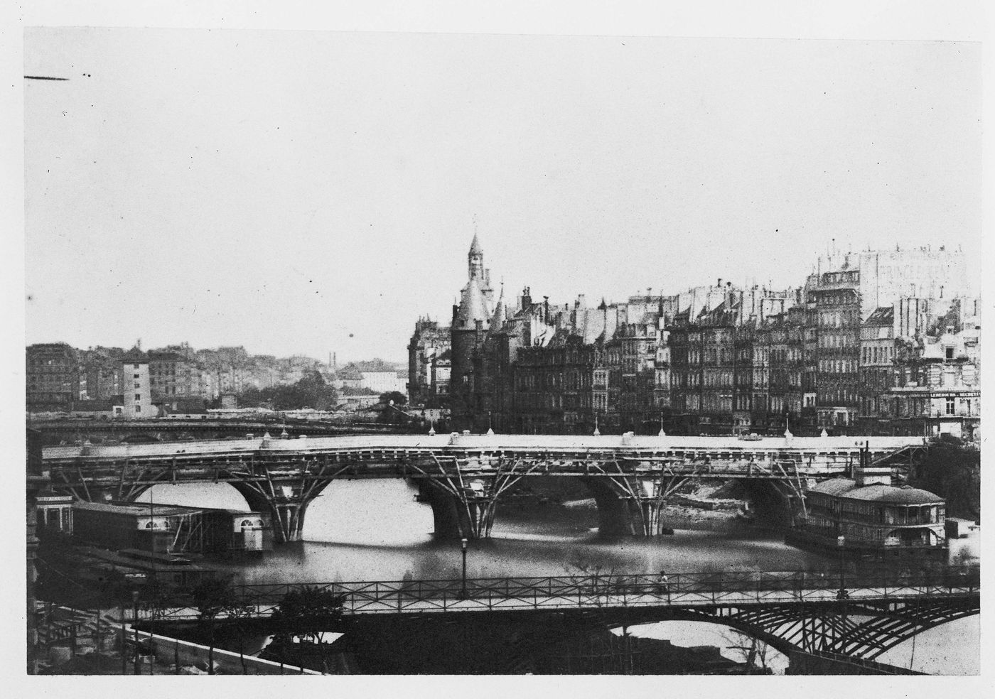 View of Pont Neuf covered in scaffolding, Paris, France