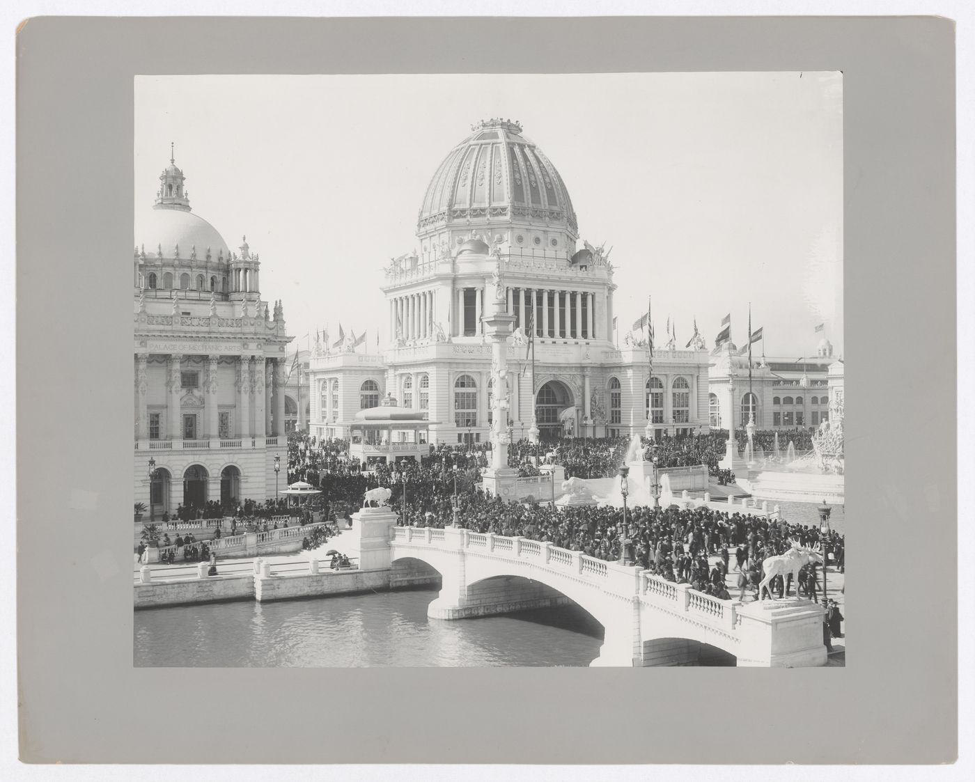 The Administration Building surrounded by crowds on Chicago Day at the 1893 World’s Columbian Exposition, Chicago, Illinois, United States