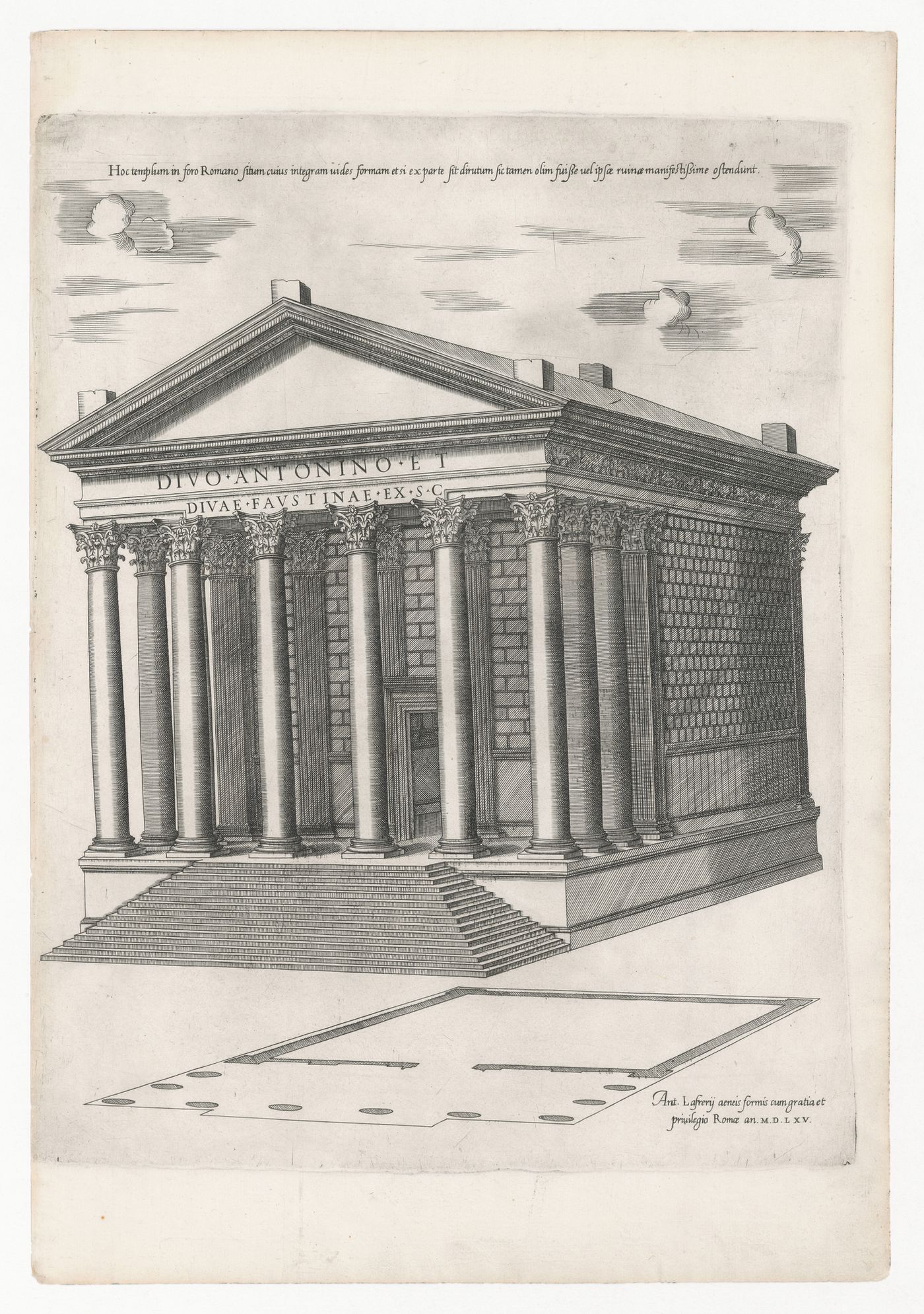 Perspective reconstruction of the Temple of Antoninus and Faustina, Rome