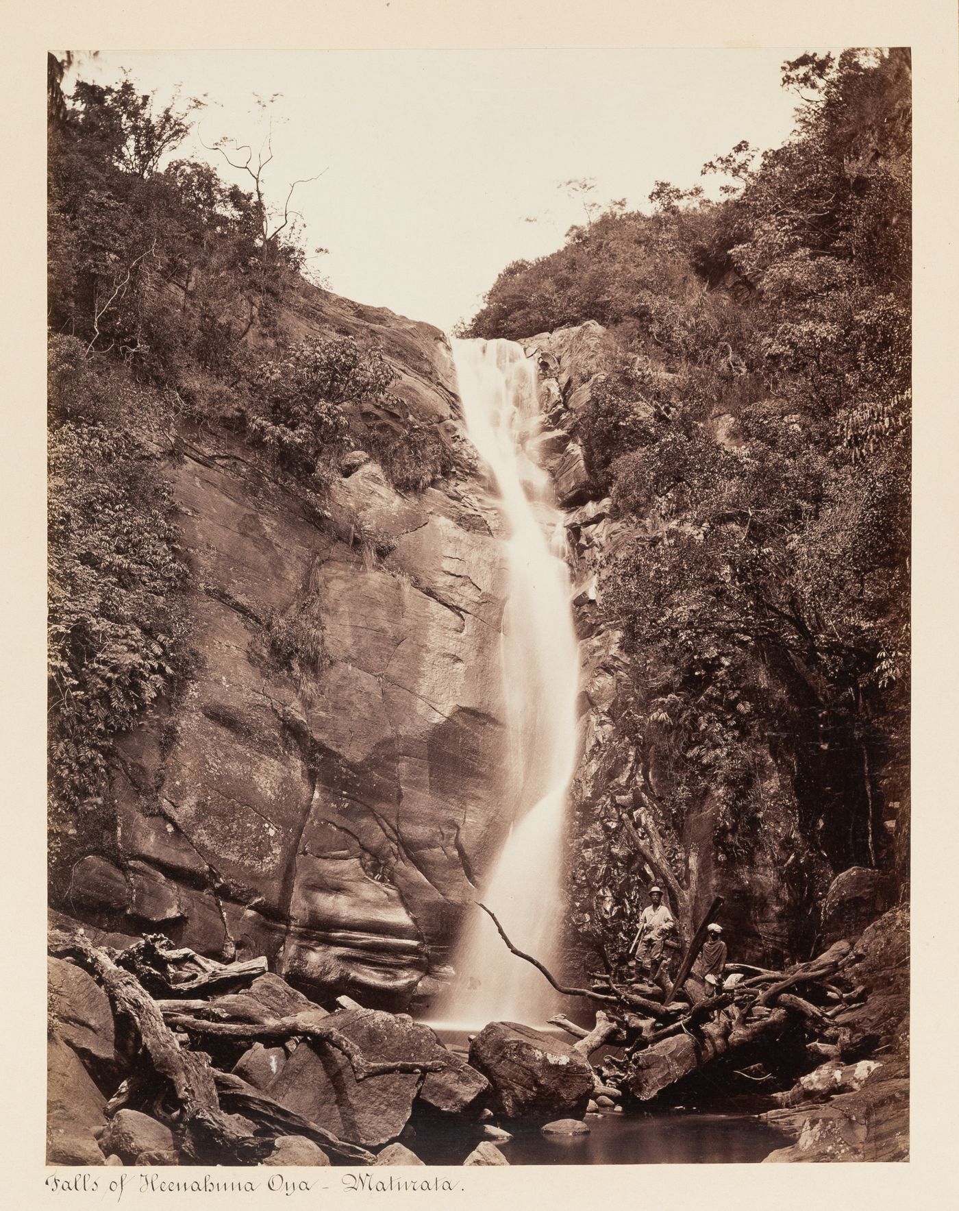 View of Falls of Heenahuna Oya, Maturata, Ceylon (now Sri Lanka)