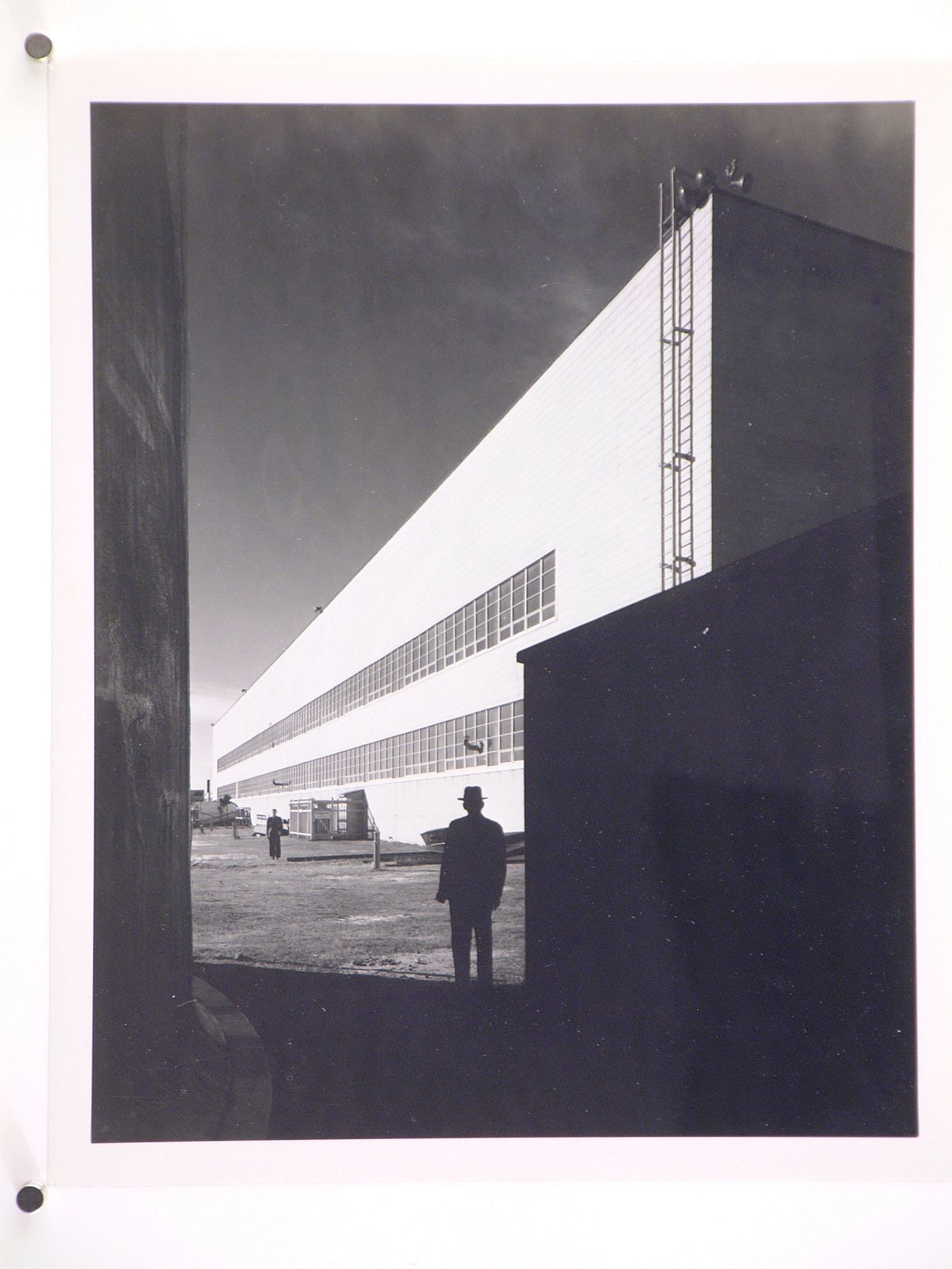 View of the lateral [?] façade of the Flight Hangar, Consolidated Aircraft Corporation Assembly Plant, New Orleans, Louisiana