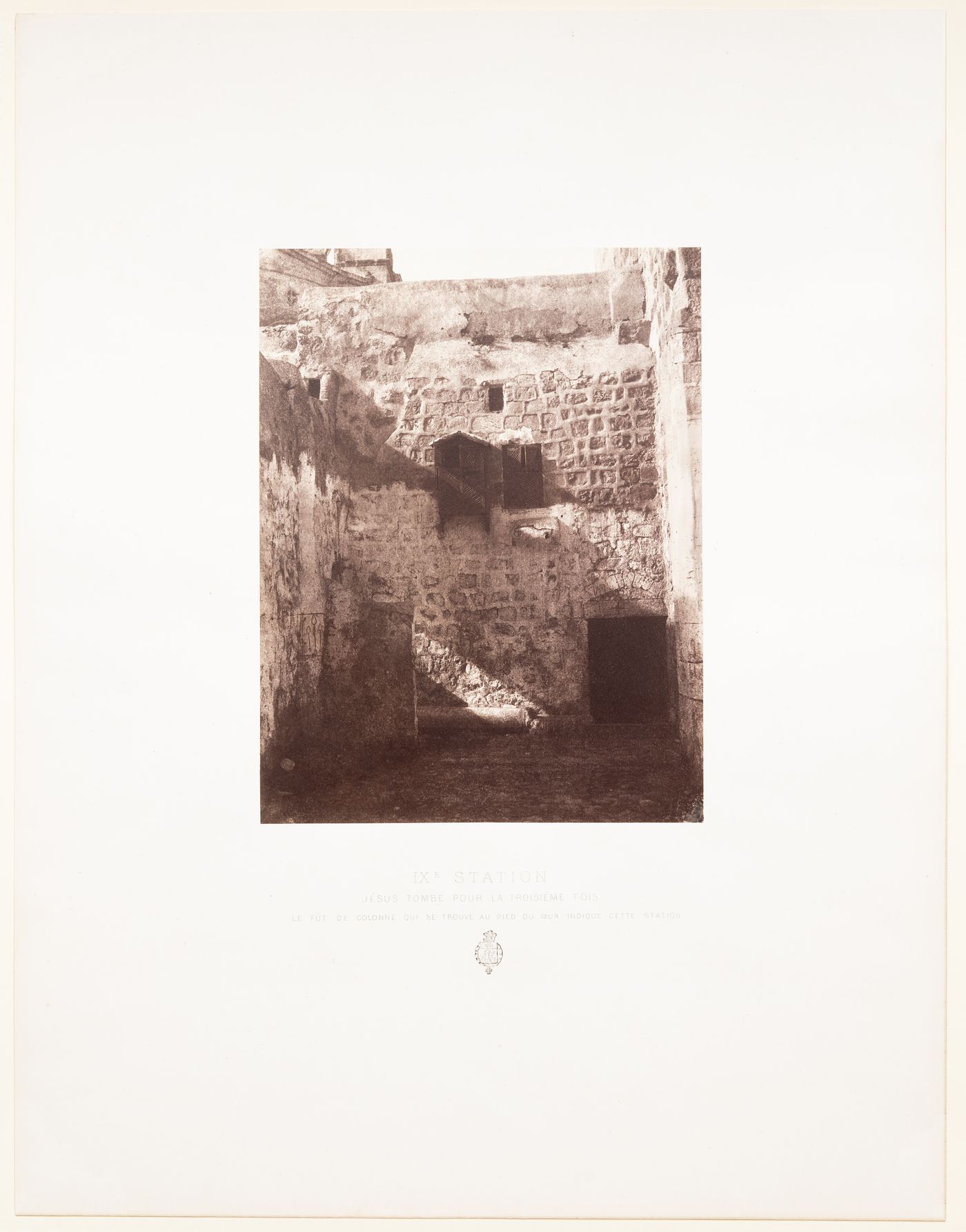 View of the Ninth Station of the Cross where Jesus fell for the third time, Jerusalem, Ottoman Empire (now in Israel)