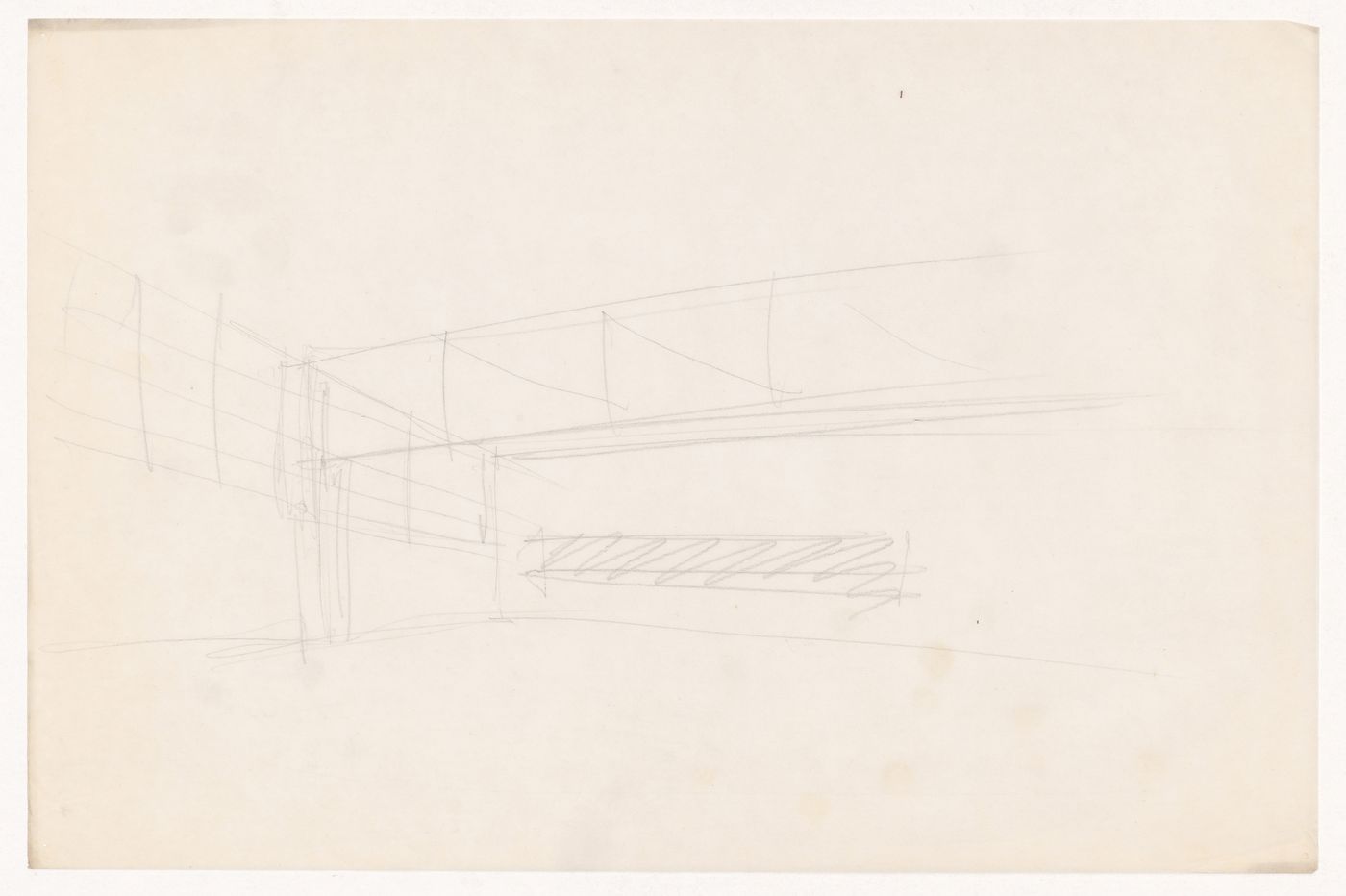 Perspective sketch showing truss for the Gymnasium