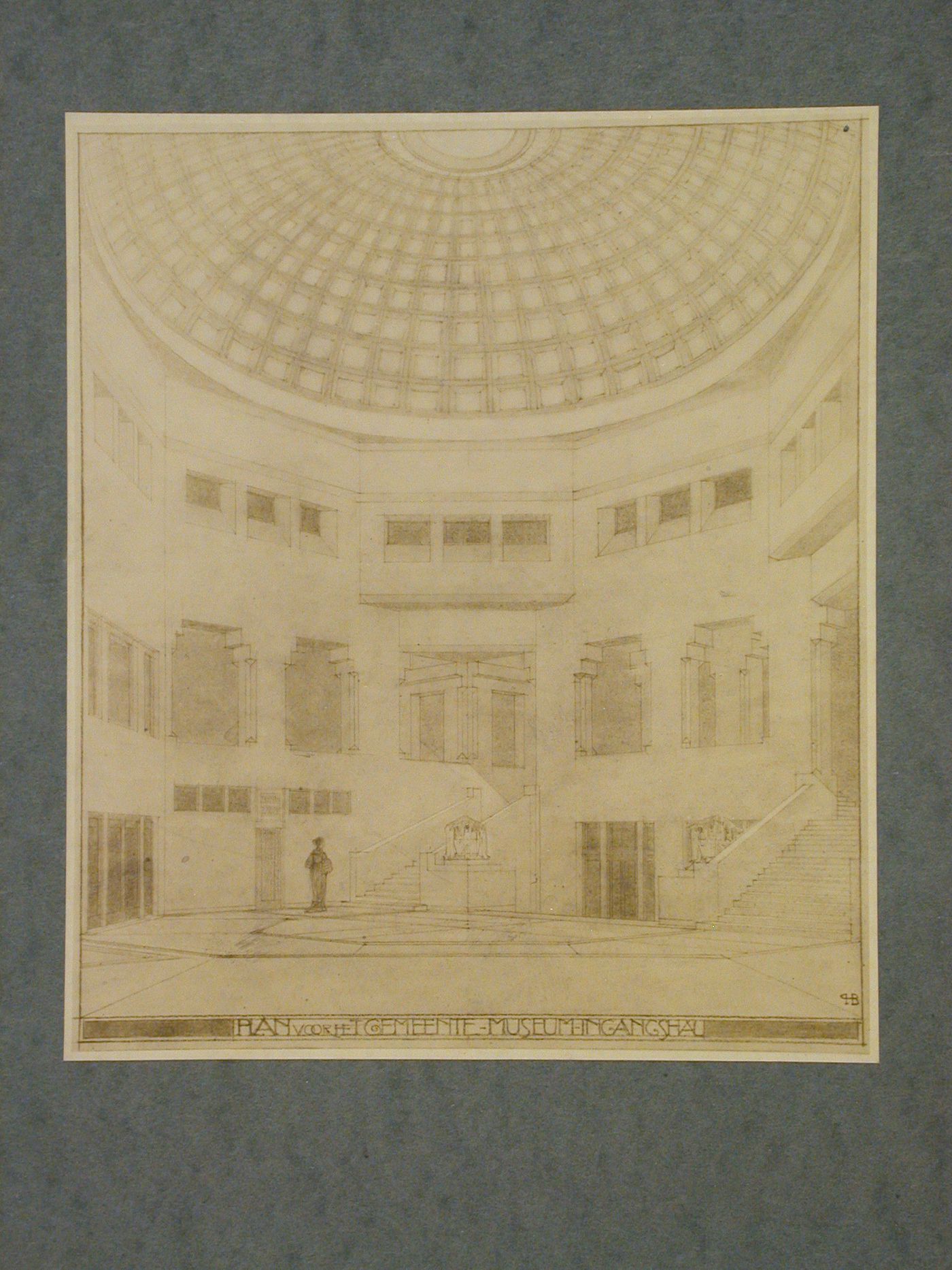 Photograph of a rendering for the lobby of the Gemeente Museum [Public Museum], Stadhouderslaan 41, The Hague, Netherlands