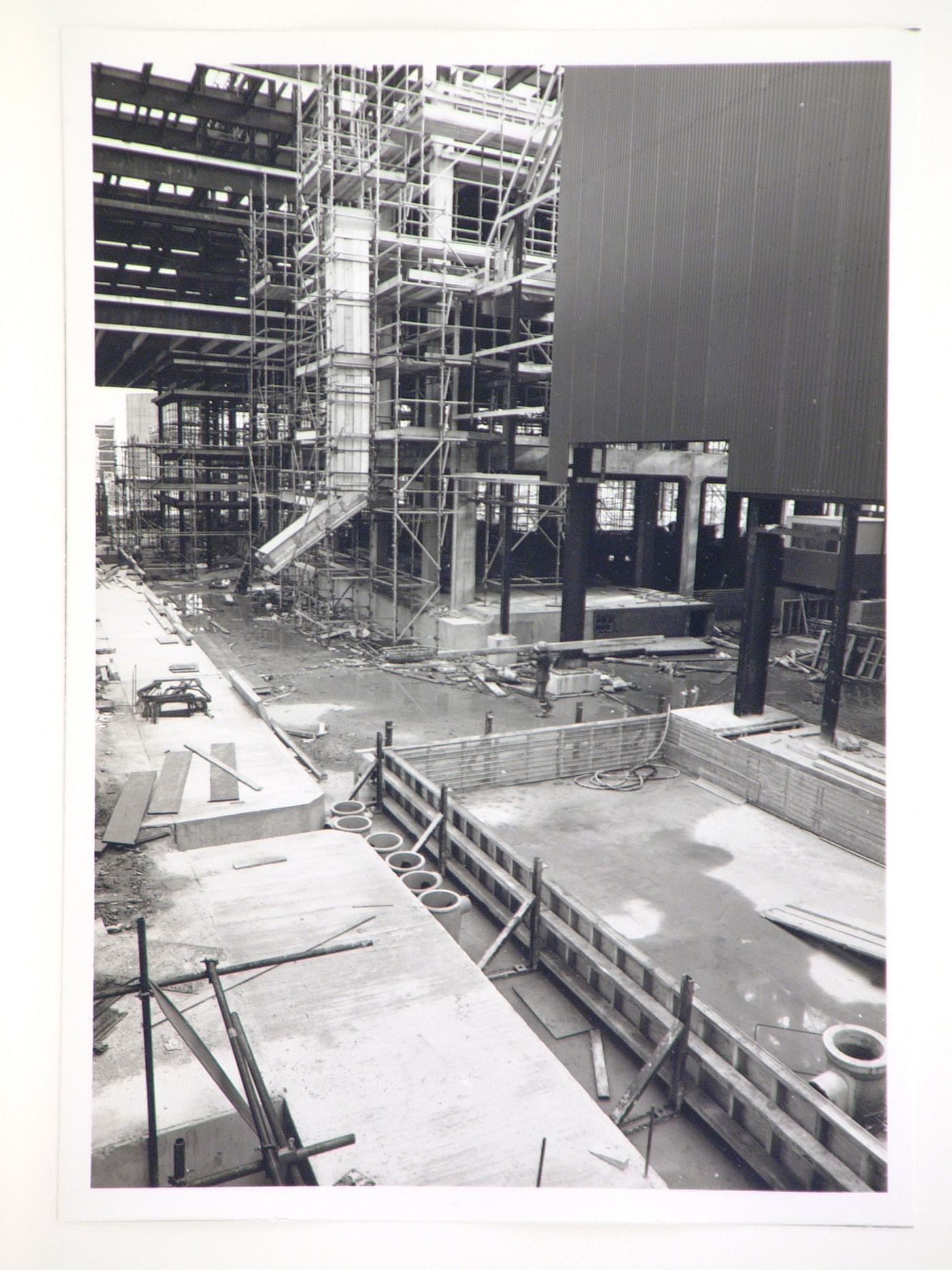 View of construction of steel structure for power station, United Kingdom