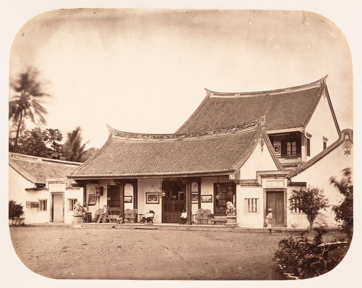 View of a house on Molenvliet West street in Glodok, Batavia (now Jakarta), Dutch East Indies (now Indonesia)