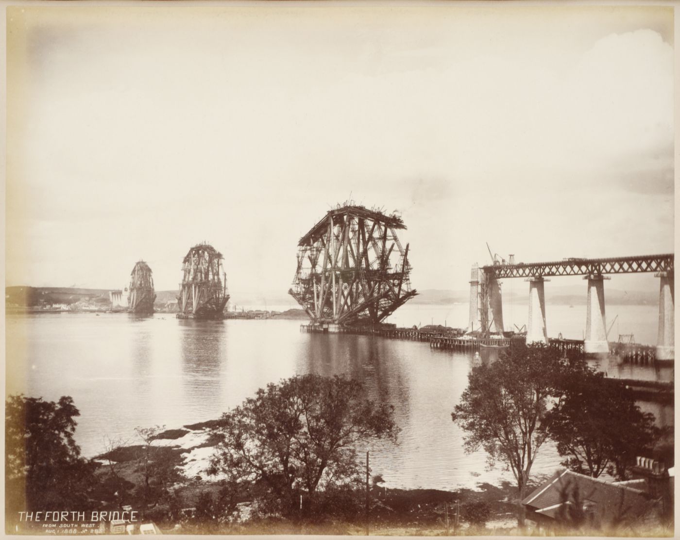 View of the Forth Bridge under construction, Firth of Forth, Scotland, United Kingdom