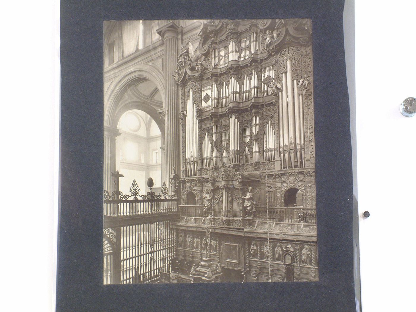 Interior view of the choir of the Catedral de México showing the choir screen, one of the choir organ and part of the choir stalls, Mexico City, Mexico