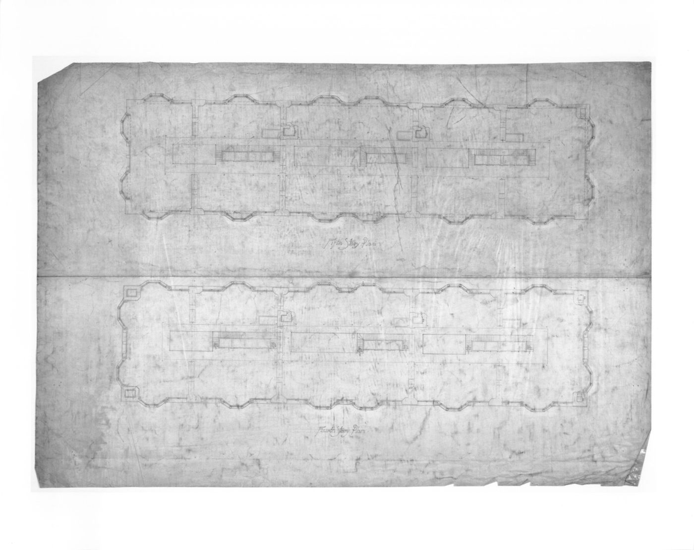 Monadnock Building, Chicago: Fourth and fifth floor plans for the sixteen-storey steel frame project