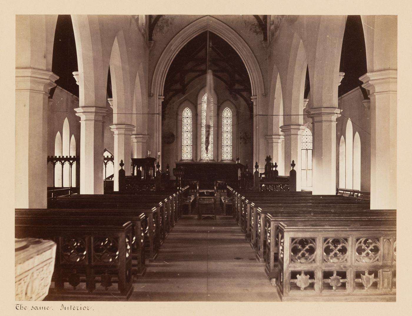 Interior view of the Cathedral of St. Thomas looking towards the altar, Colombo, Ceylon (now Sri Lanka)