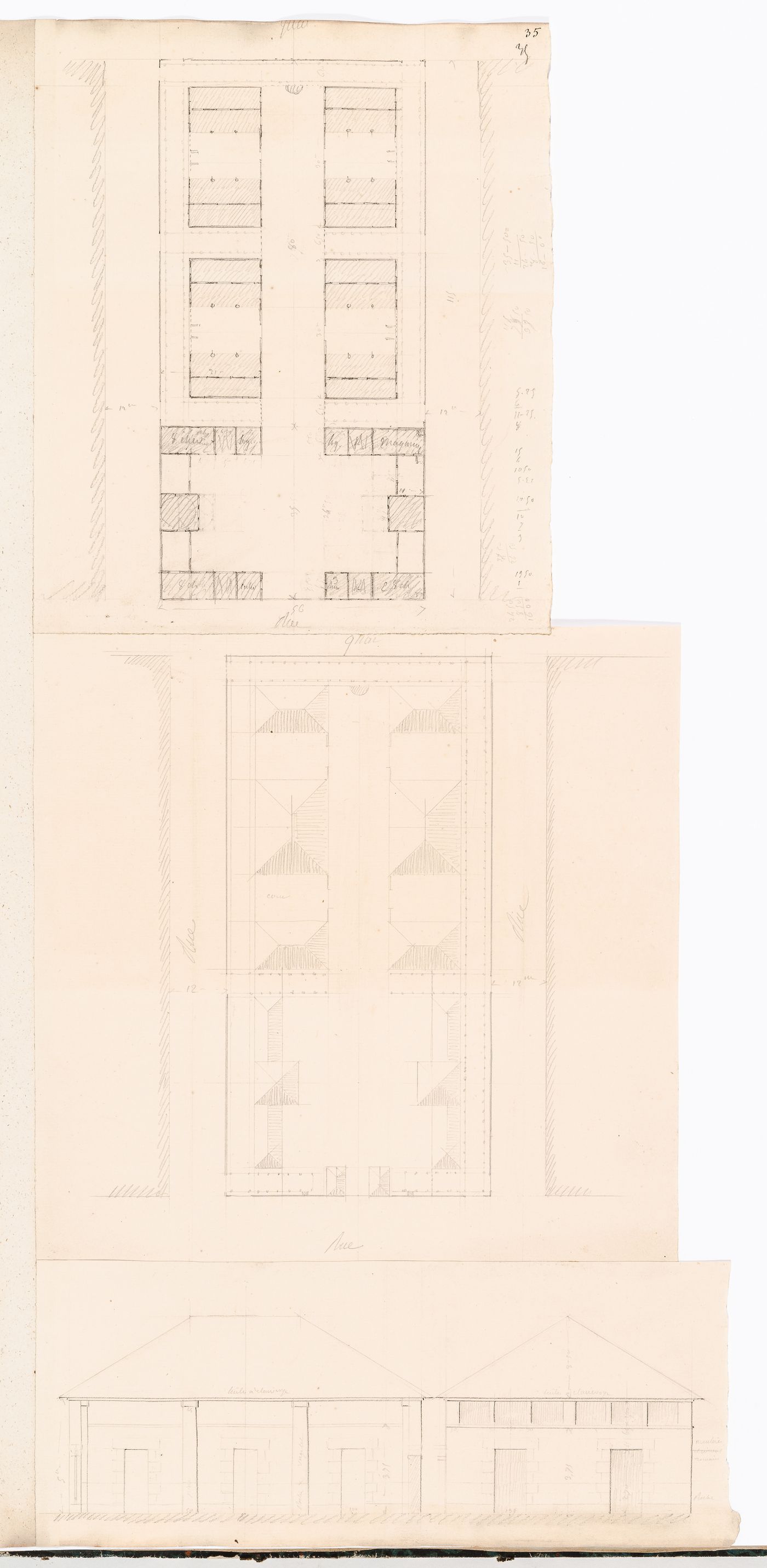 Project for a horse slaughterhouse, Plaine de Grenelle: Site plan, possibly a variant design