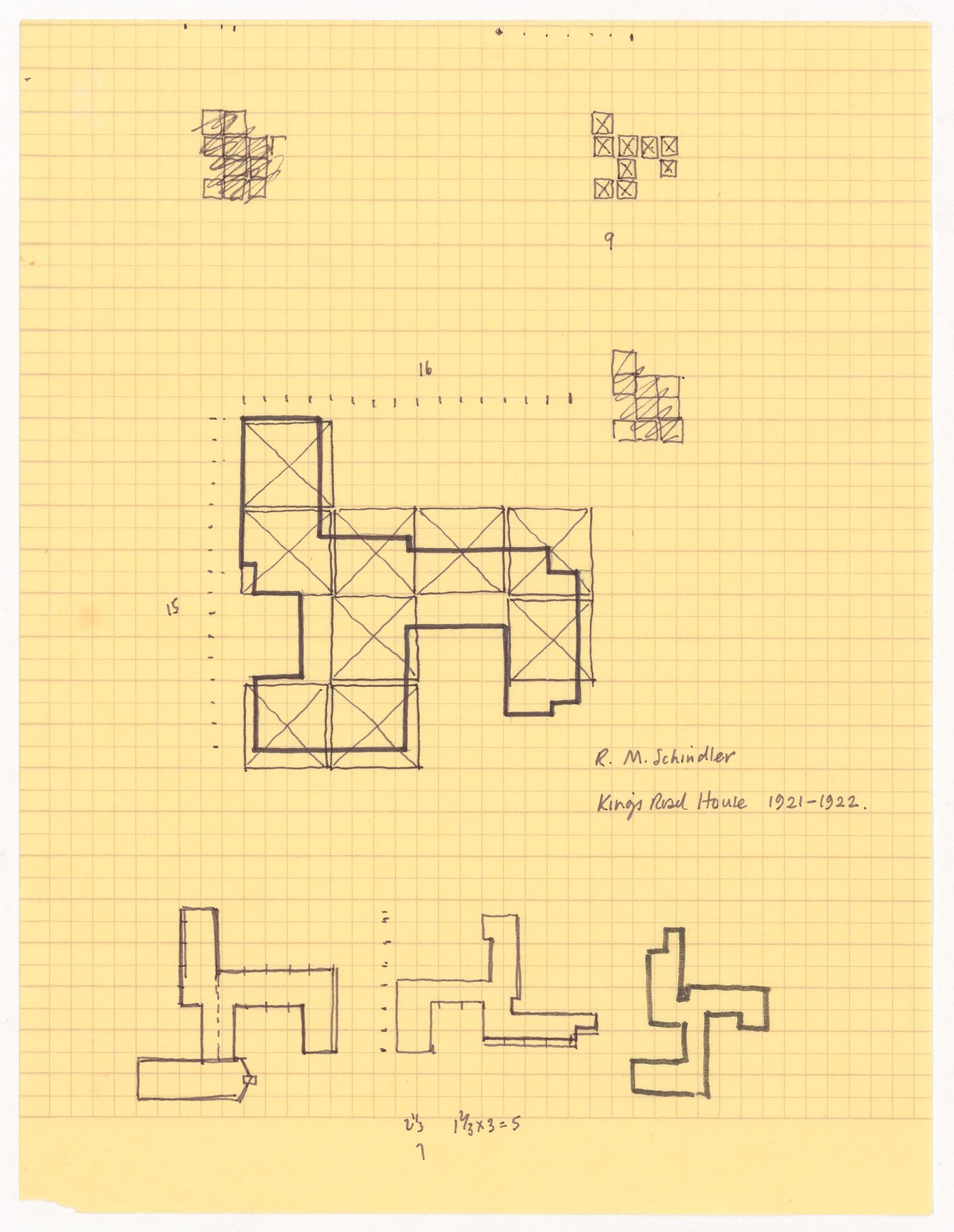 Sketch of King's Road House, designed by R.M. Schindler, 1921-1922