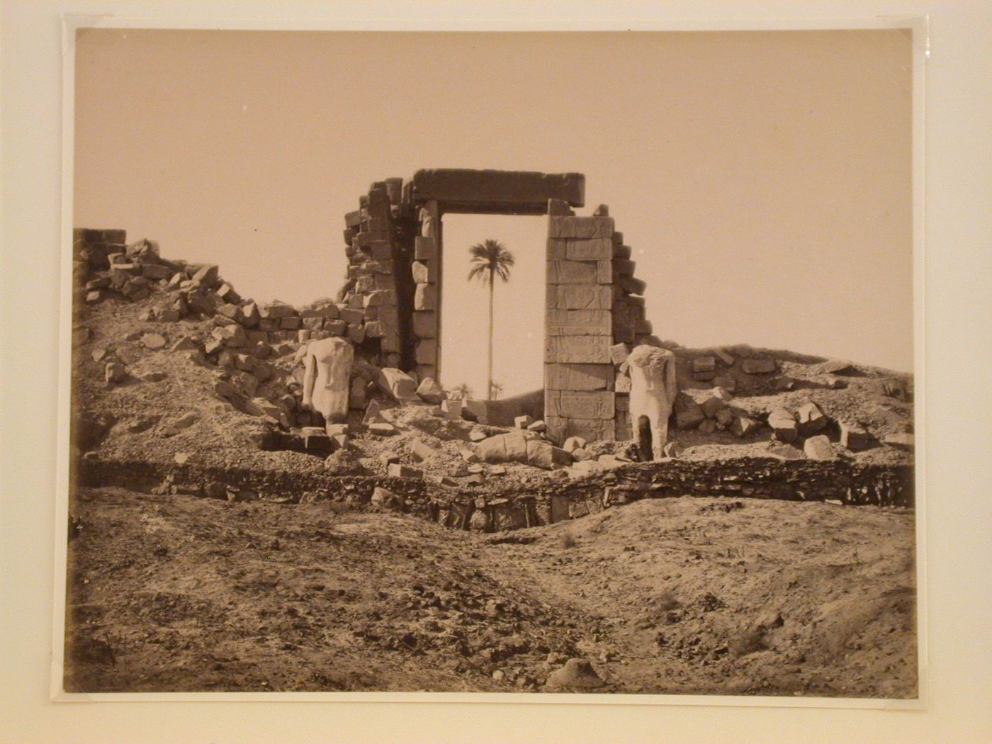 View of the Temple of Rameses, showing a statue, Karnak, Thebes, Egypt