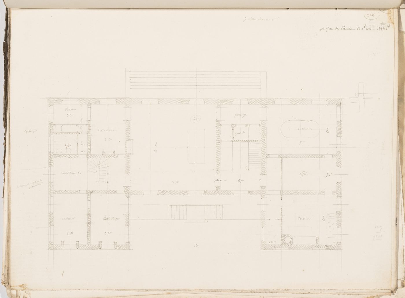 Project no. 5 for a country house for comte Treilhard: Ground floor plan