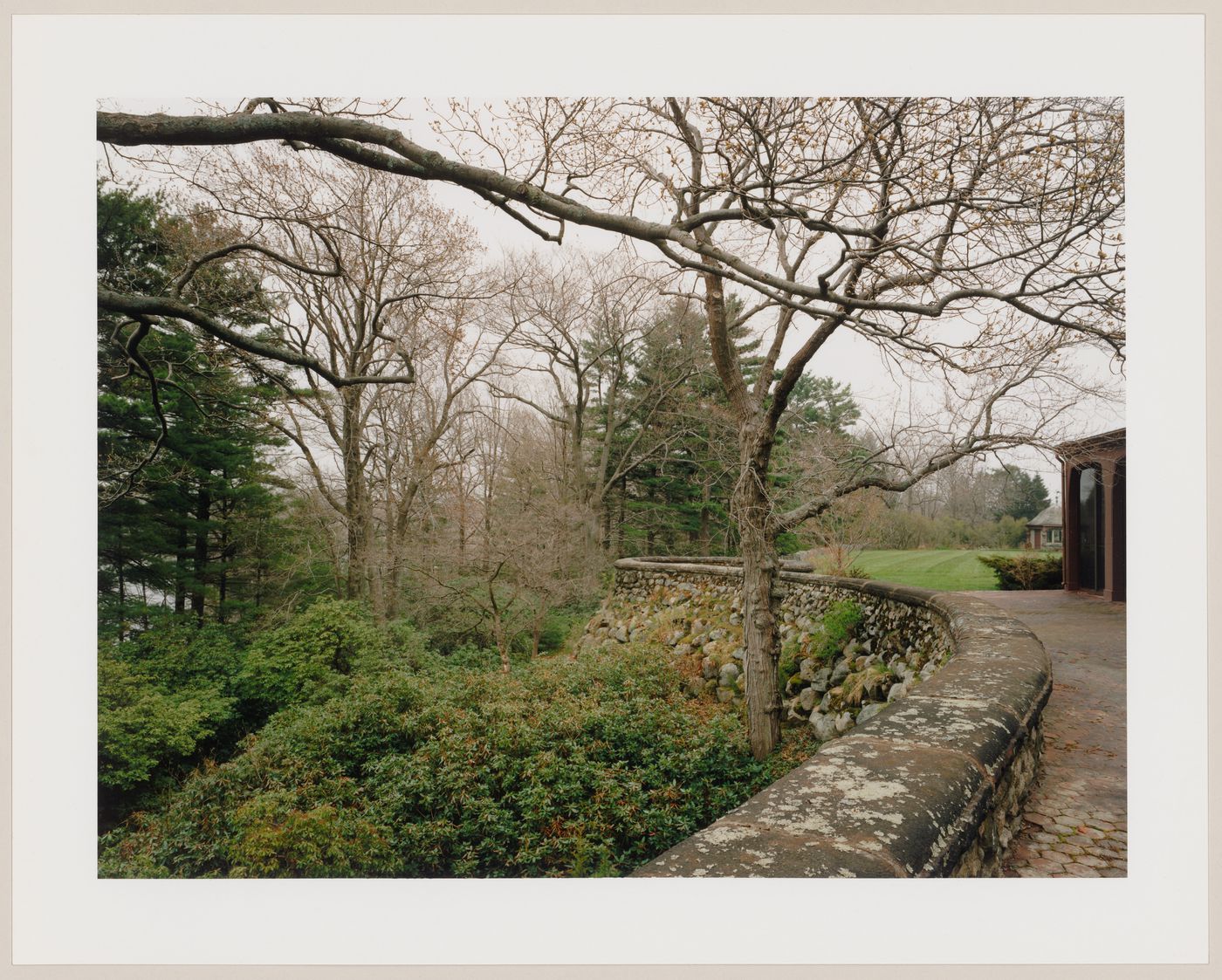 Viewing Olmsted: View along the terrace towards Lake Wenham, Morraine Farm, The John C. Phillips Estate, North Beverly, Massachusetts