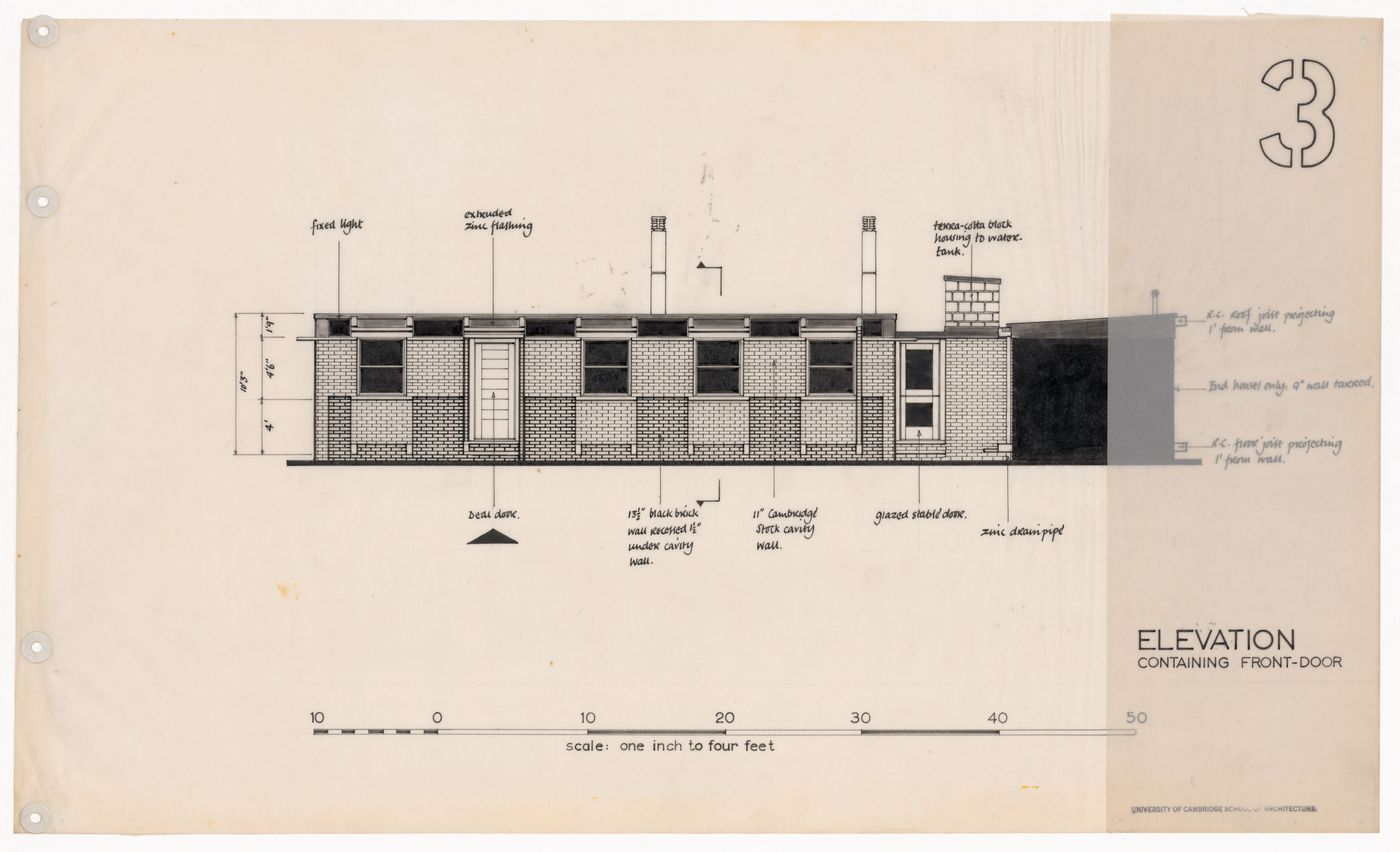 Housing elevation for The Shape of Cambridge: A Plan, Cambridge University, England