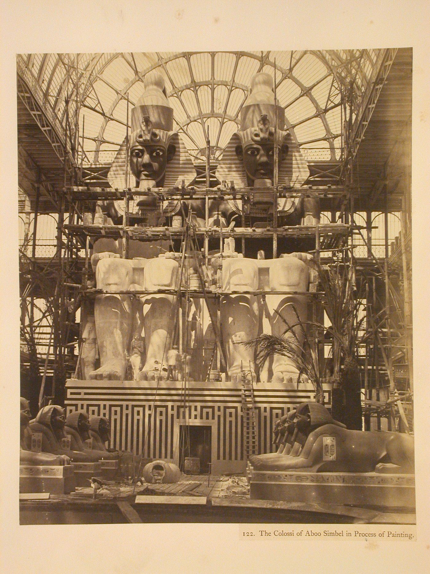 The Colossi of Aboo Simbel in process of painting, Crystal Palace, Sydenham, England