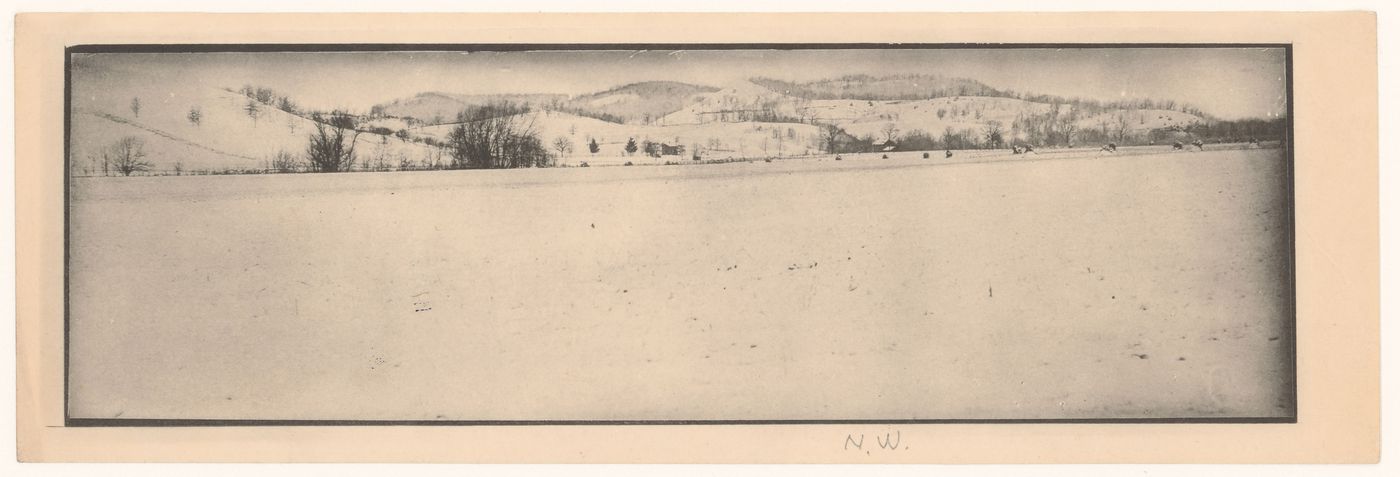 N.W., Panoramic landscape view taken around the Hillside Home School, Spring Green, Wisconsin