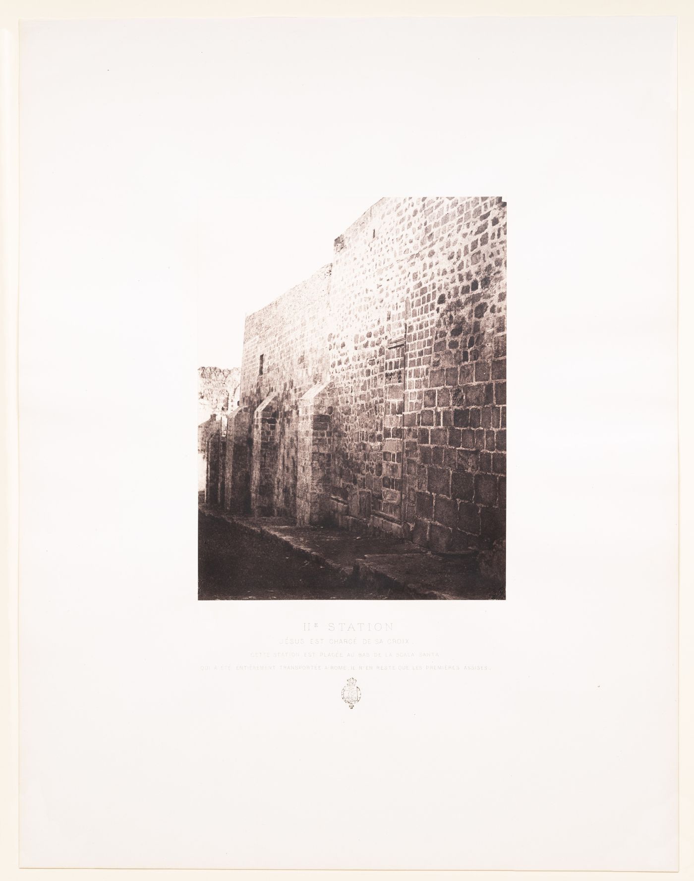 View of the Second Station of the Cross, a wall of the Turkish barracks where Jesus was given the cross, Jerusalem, Ottoman Empire (now in Israel)