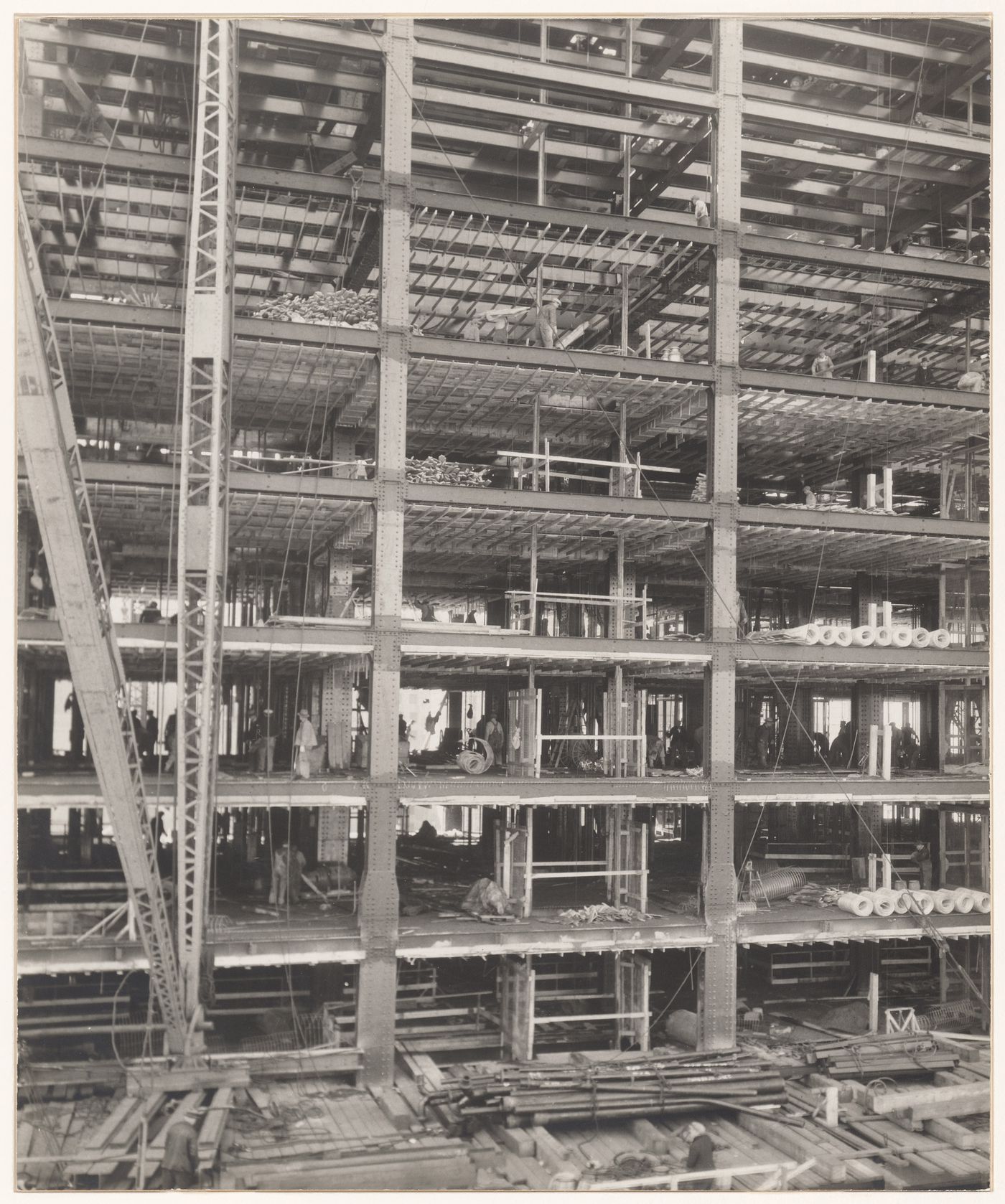 View of construction work in progress at the Rockefeller Center, Manhattan, New York City, New York, United States