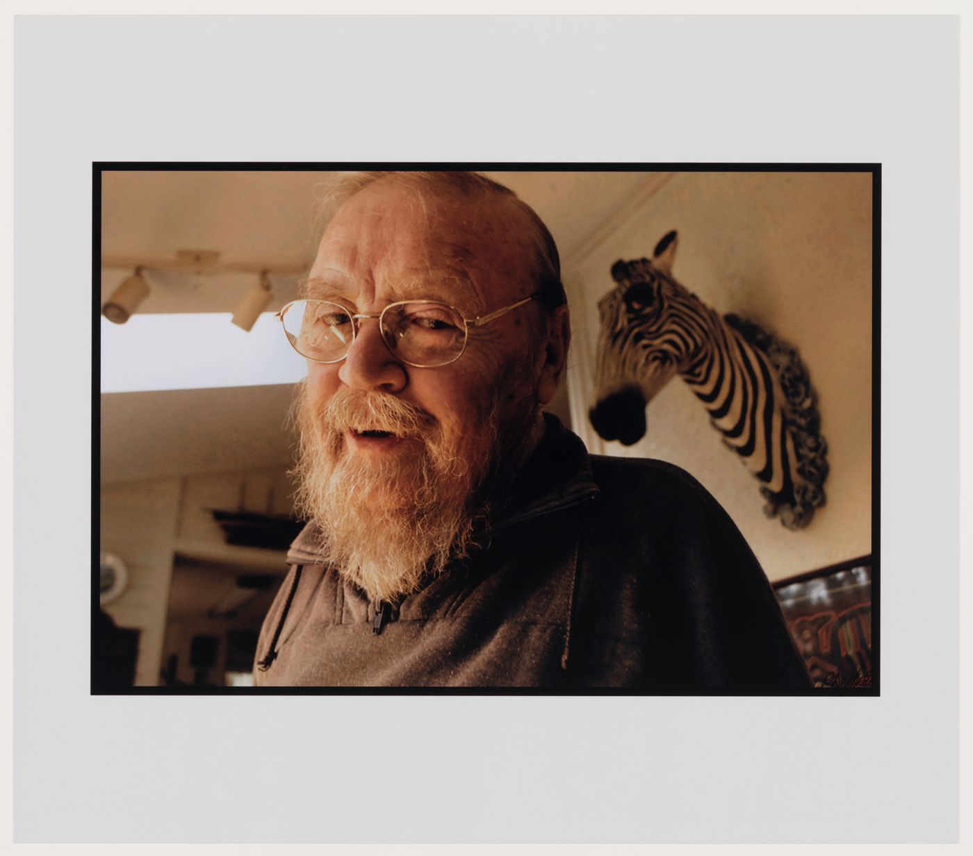 Portrait of Farley Mowat (1921 - 2014), writer, Port Hope, Ontario