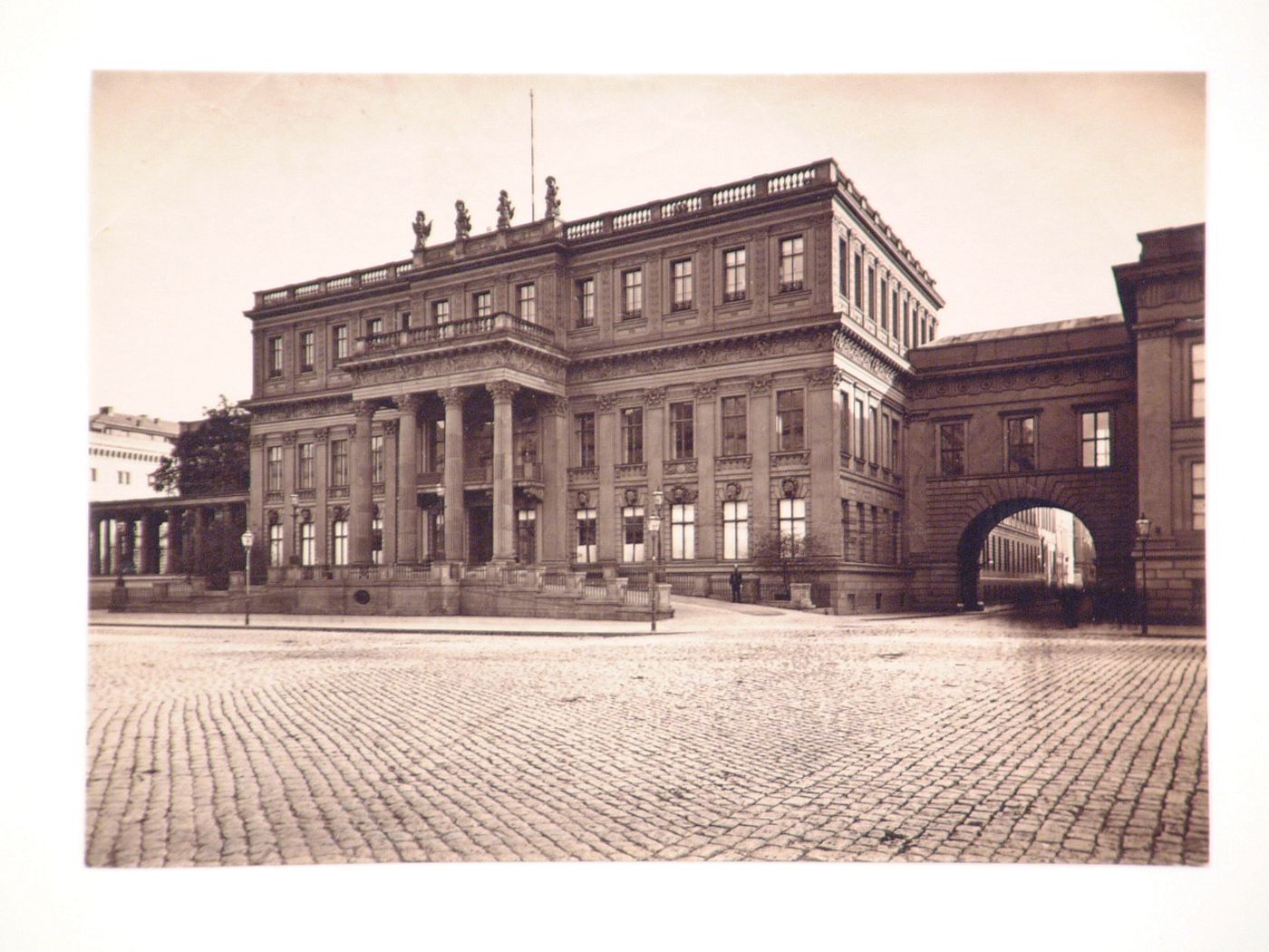 View of the principal façade of the Crown Prince's Palace (now the Unter den Linden Palace) showing the skywalk on the right, Unter den Linden 3, Berlin, Germany