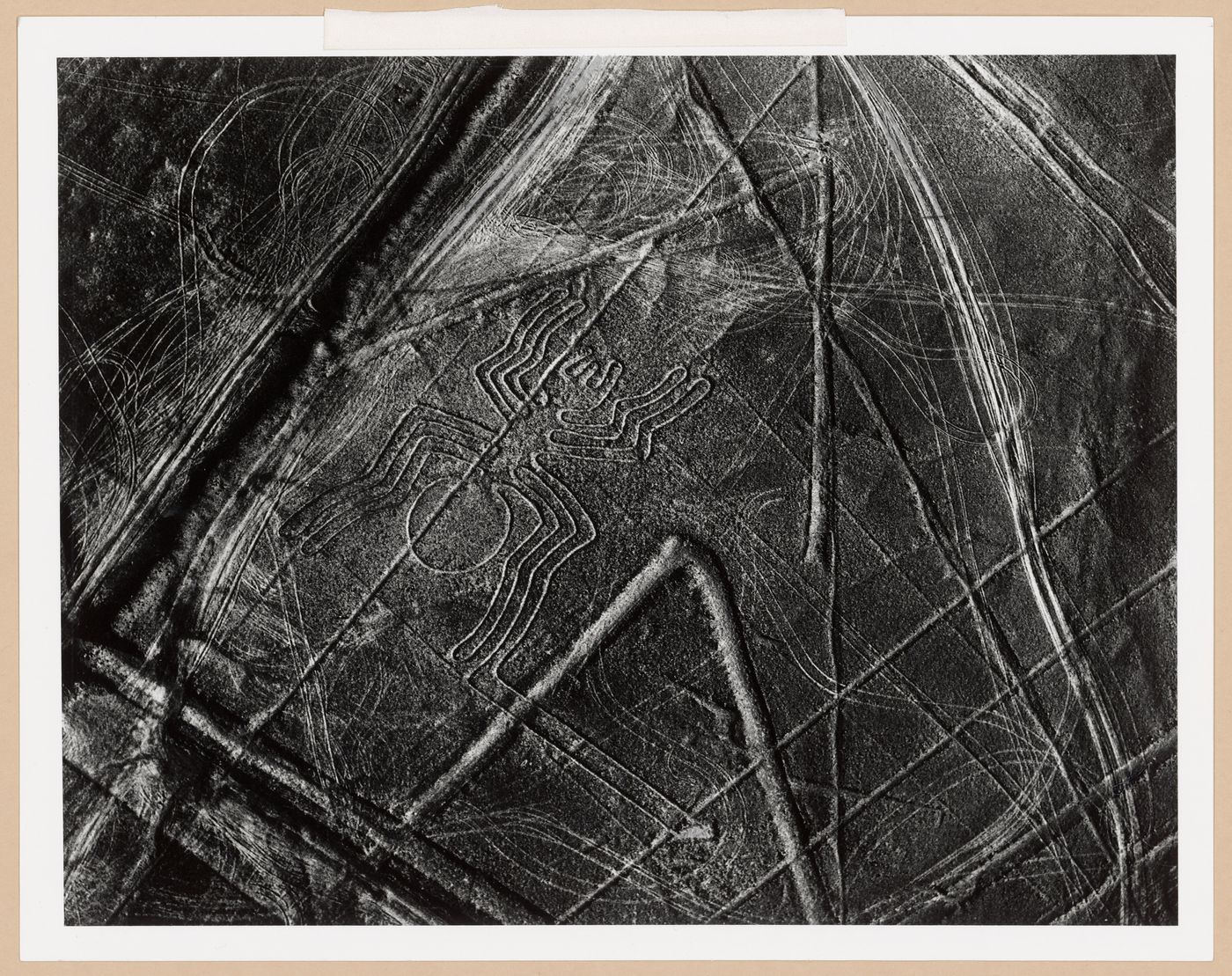 Aerial view of the ancient earthwork "Spider", Nazca, Peru