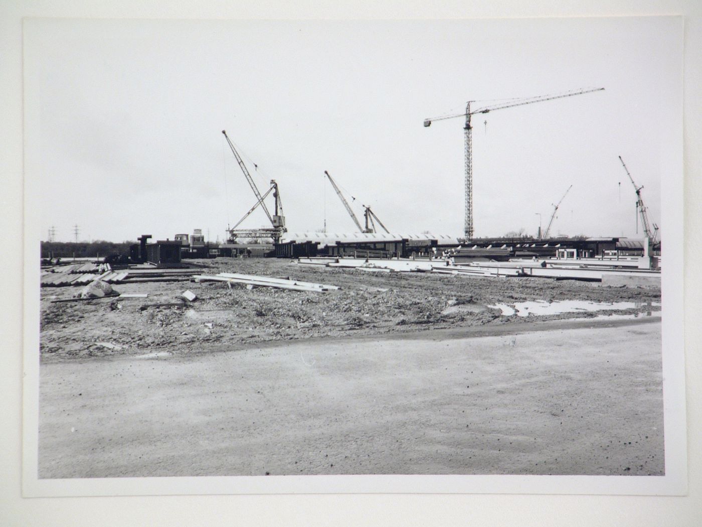 View of cranes on construction of power station, United Kingdom