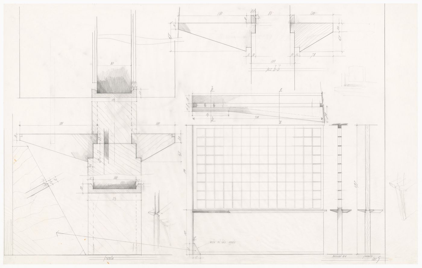 Sections and details for Casa De Paolini, Milan, Italy