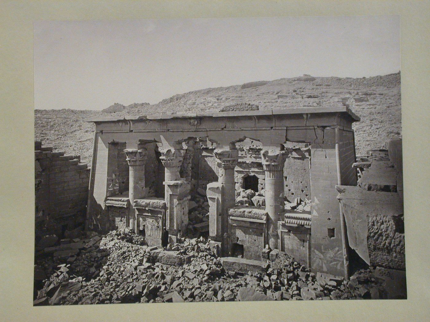 Temple of Kalabsha, view from top of Pylon looking towards Court and Vestibule, Nubia, Egypt