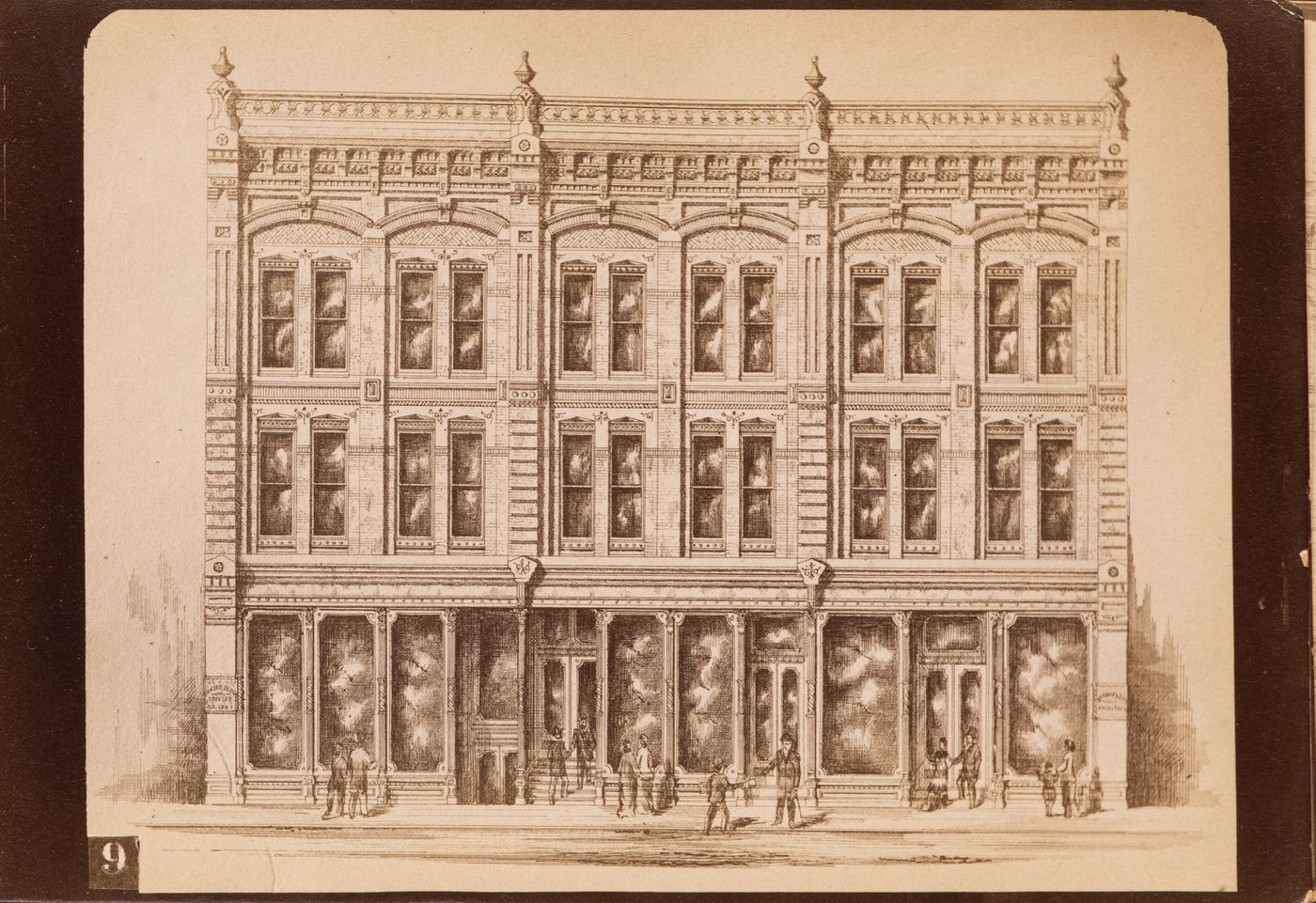 Photograph of a rendering of or for the principal façade of Dundee Block (now demolished), 398 Main Street, Winnipeg, Manitoba, Canada