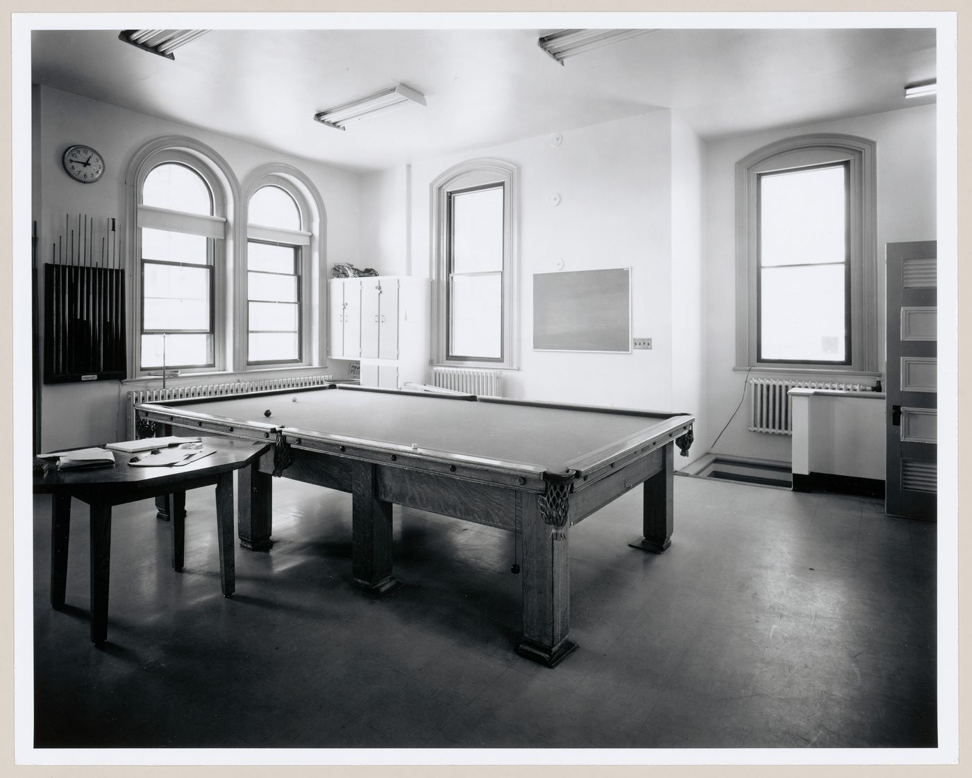 Interior view of the common room on the second floor of Fire Station no. 15, Richmond Street, Montréal, Québec