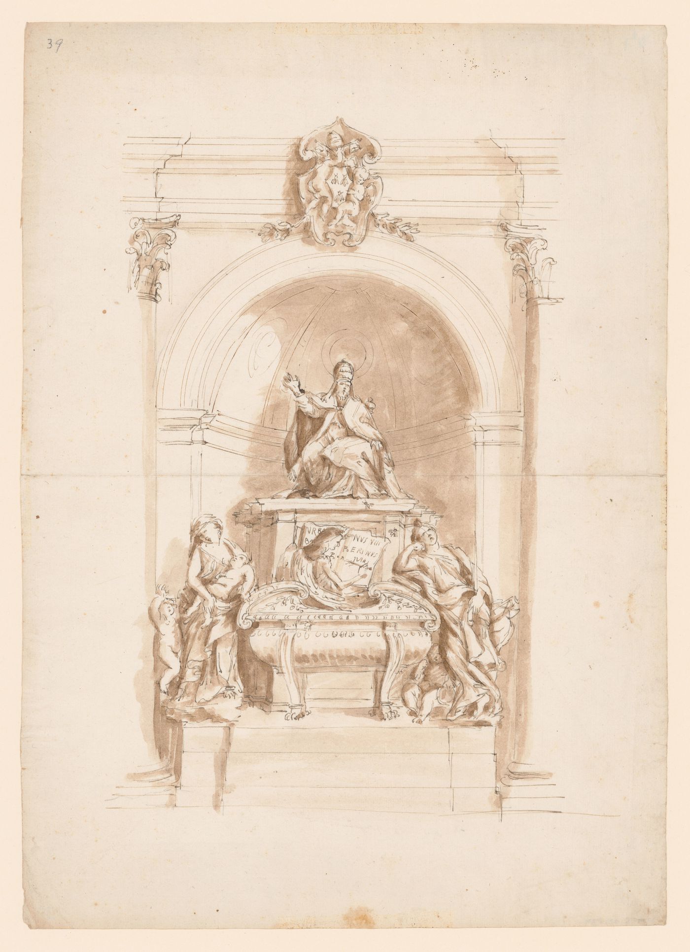 Sketch elevation of Bernini's tomb of Urban VIII, St. Peter's, Rome
