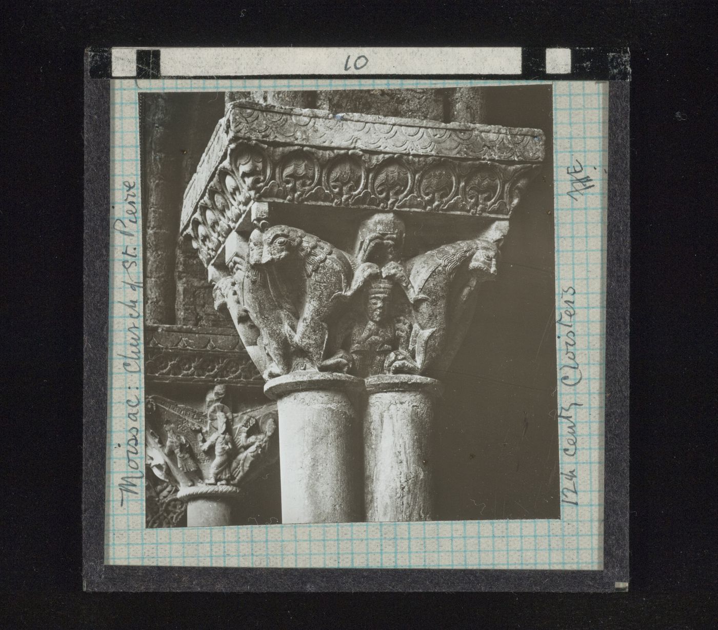 View of capital in cloister of Saint-Pierre Abbey, Moissac, Tarn-et-Garonne, France