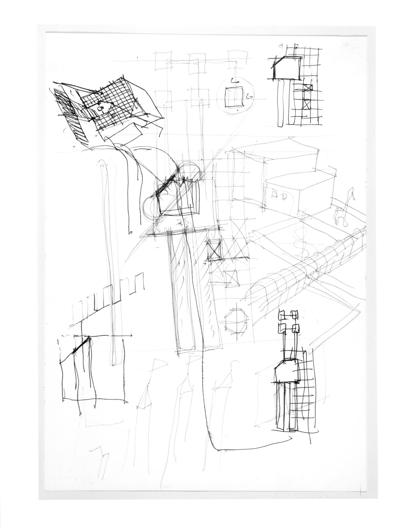 Sketch plans and sketch axonometrics for Centro Direzionale, Florence