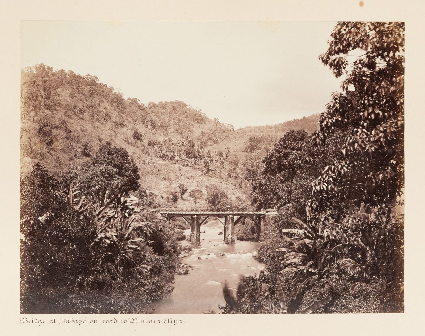 View of a bridge, Atabage, near Numara Eliya, Ceylon (now Sri Lanka)