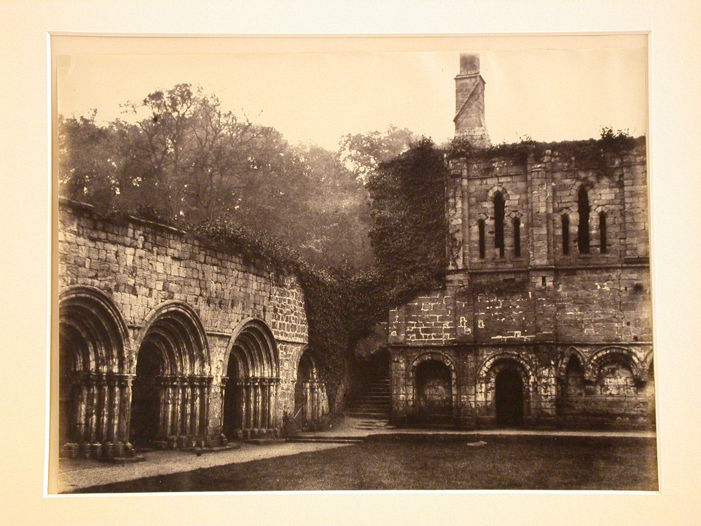 View of Chapter House and Refectory Kitchen, Fountains Abbey, North Yorkshire, England