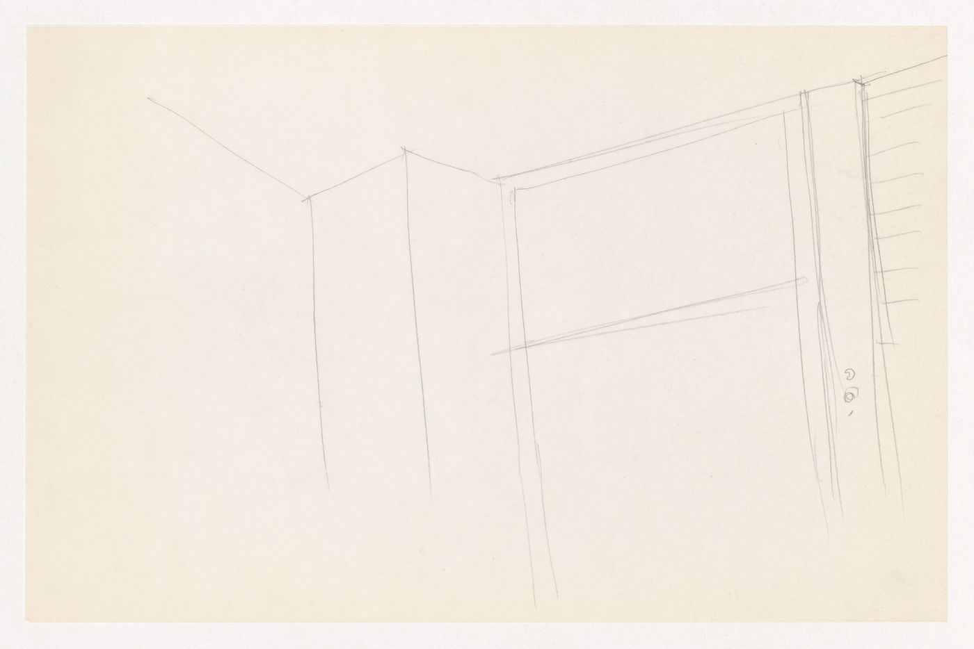 Interior perspective sketch, showing column, window mullion and wall connection, for the Metallurgy Building, Illinois Institute of Technology, Chicago