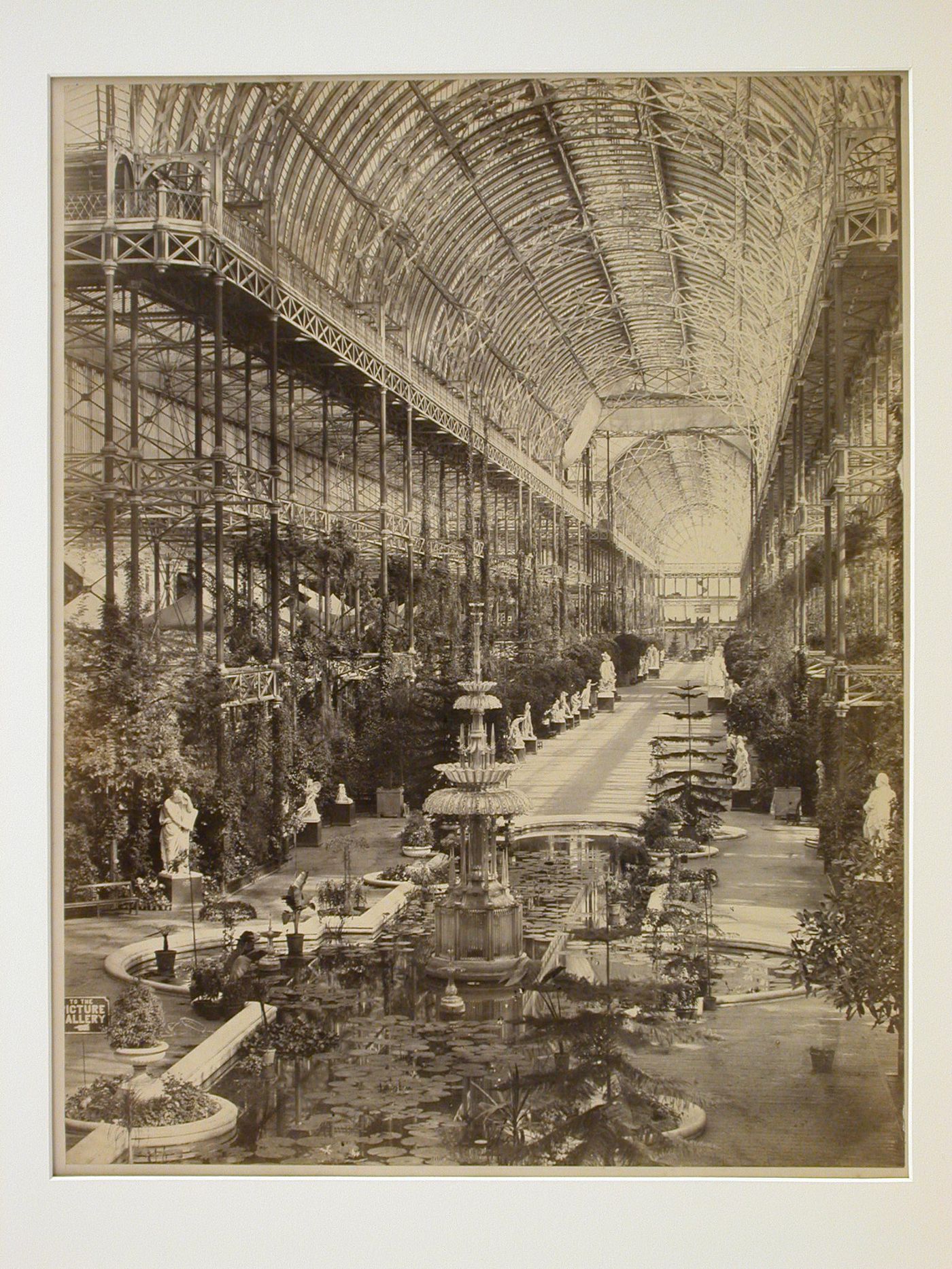 Interior view, from crossing, at the Crystal Palace, Sydenham, London, England