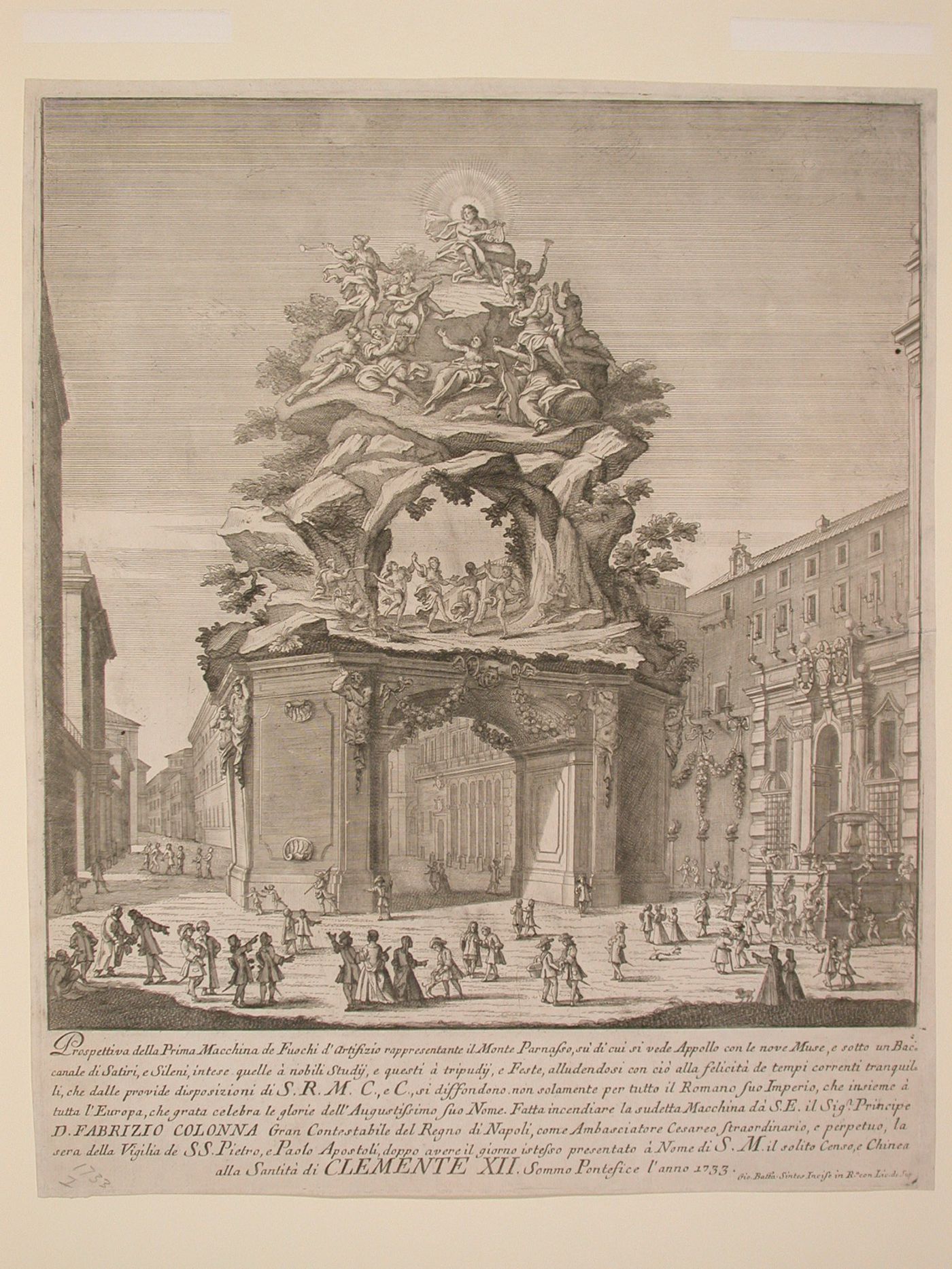 Etching of Michetti's design for the "prima macchina" of 1733