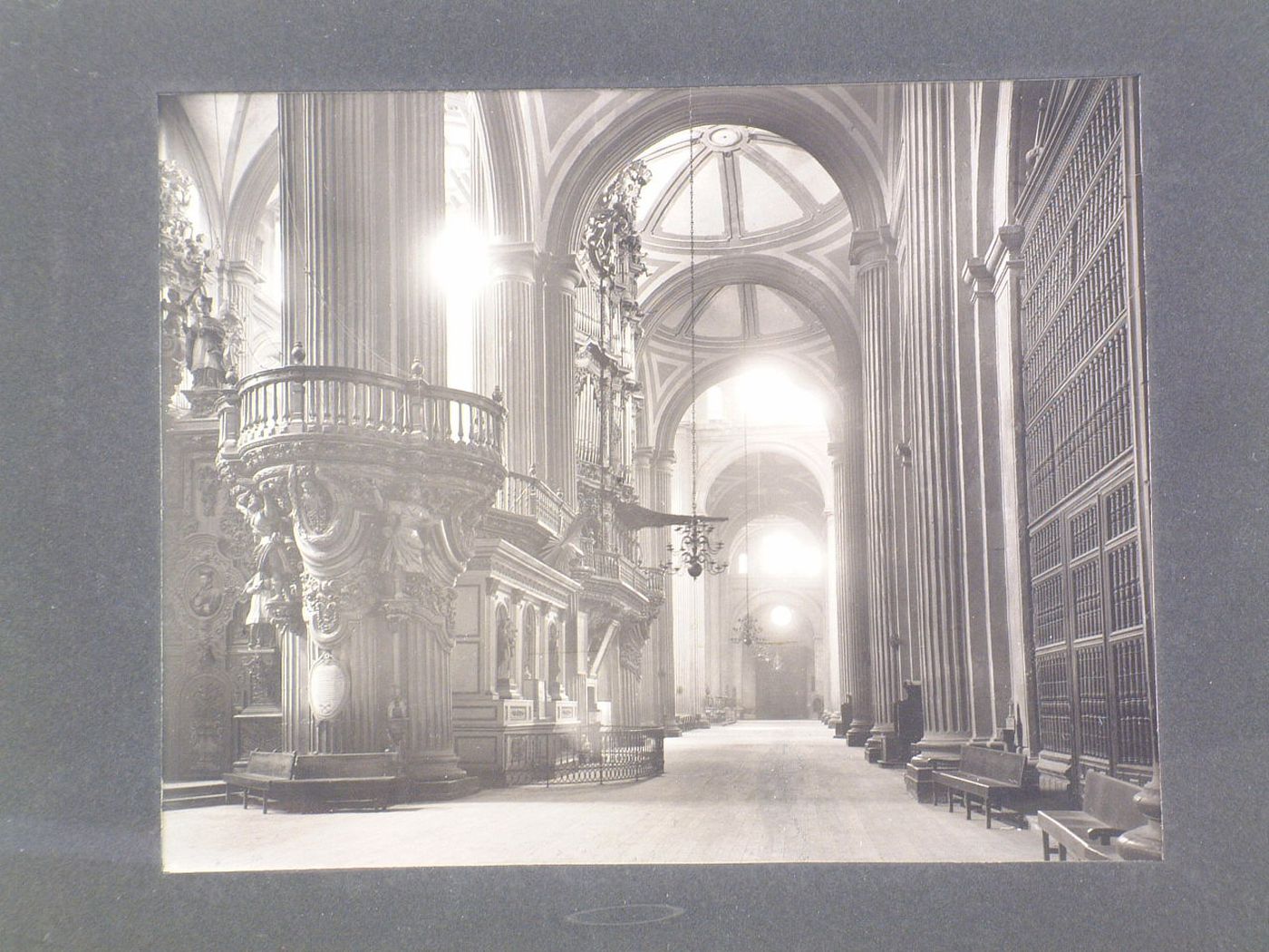 Interior view of the Catedral de México showing the eastern aisle with the choir screen and one of the choir organs on the left, Mexico City, Mexico