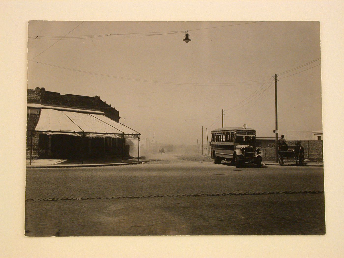 View of an unidentified building and a bus at an intersection, Buenos Aires, Argentina