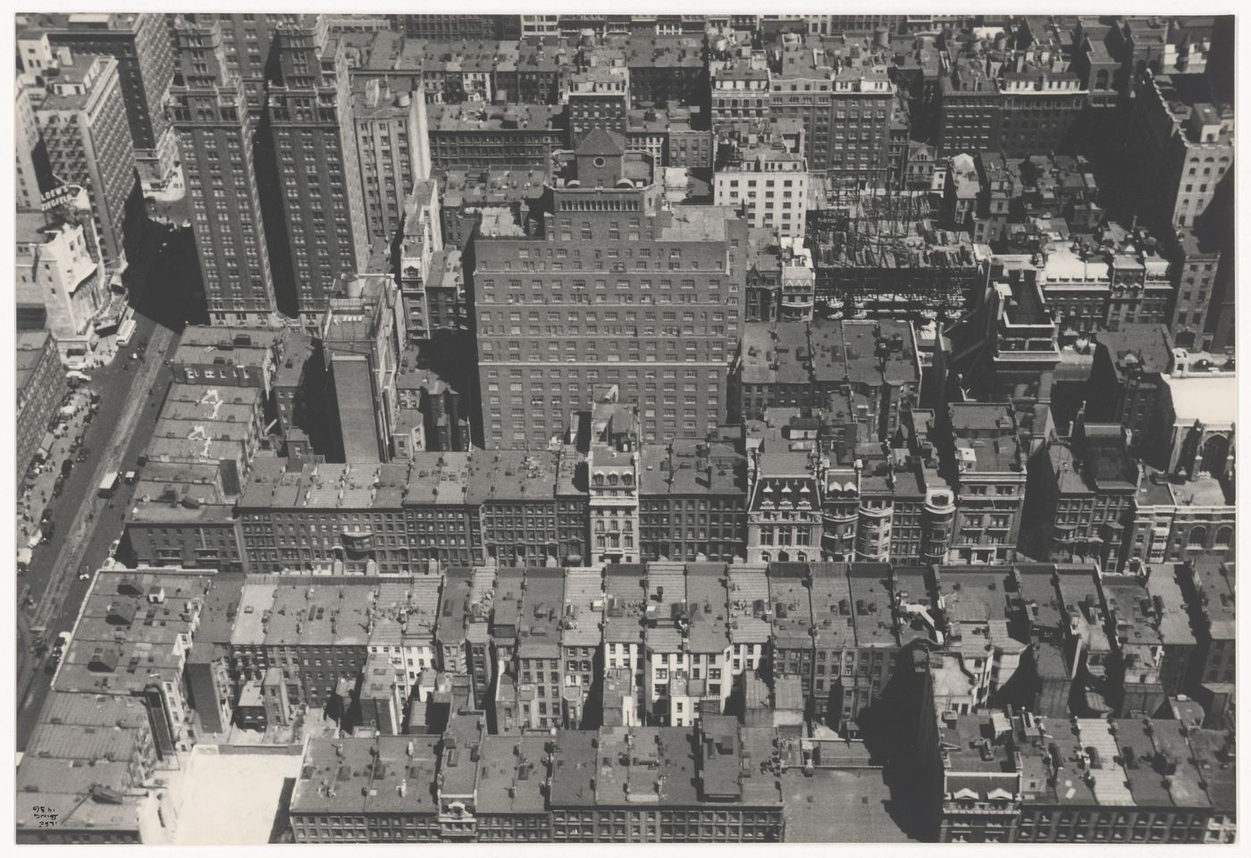 Aerial view of Manhattan showing mid-rise and high-rise buildings, New York City, New York