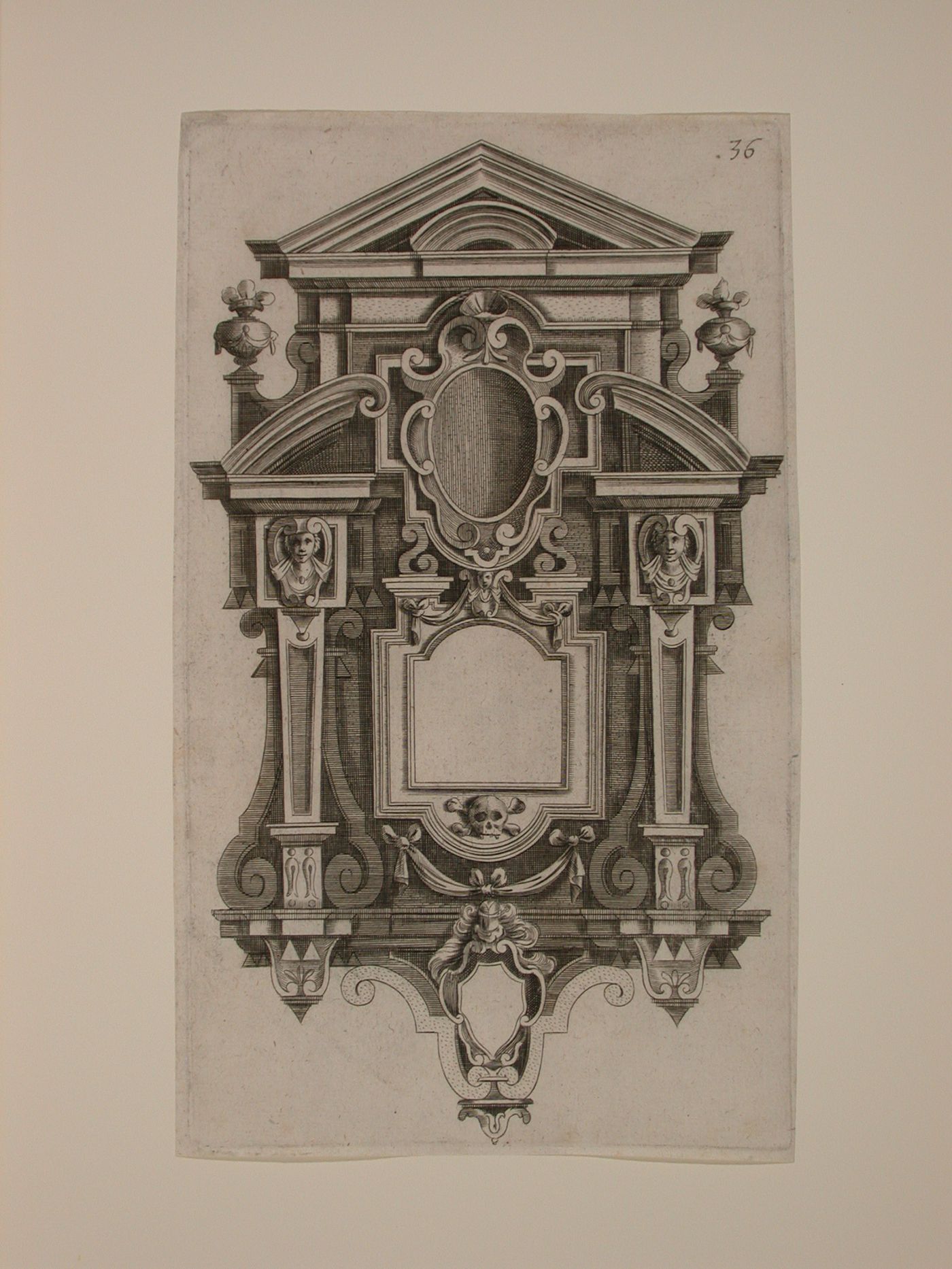 Design for a sepulchral monument with a scull and crossbones