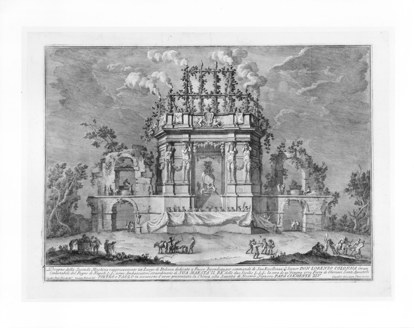 Etching of Posi's design for the "seconda macchina" of 1771