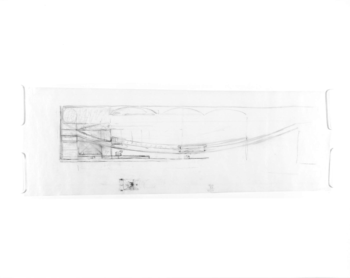 Longitudinal section with partial plan for the Palazzo dei Congressi, Venice, Italy