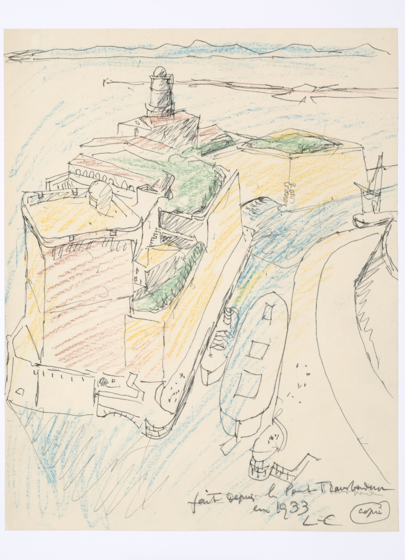 Copy of a perspective of the fort for the west coast of the Old Port, Marseille