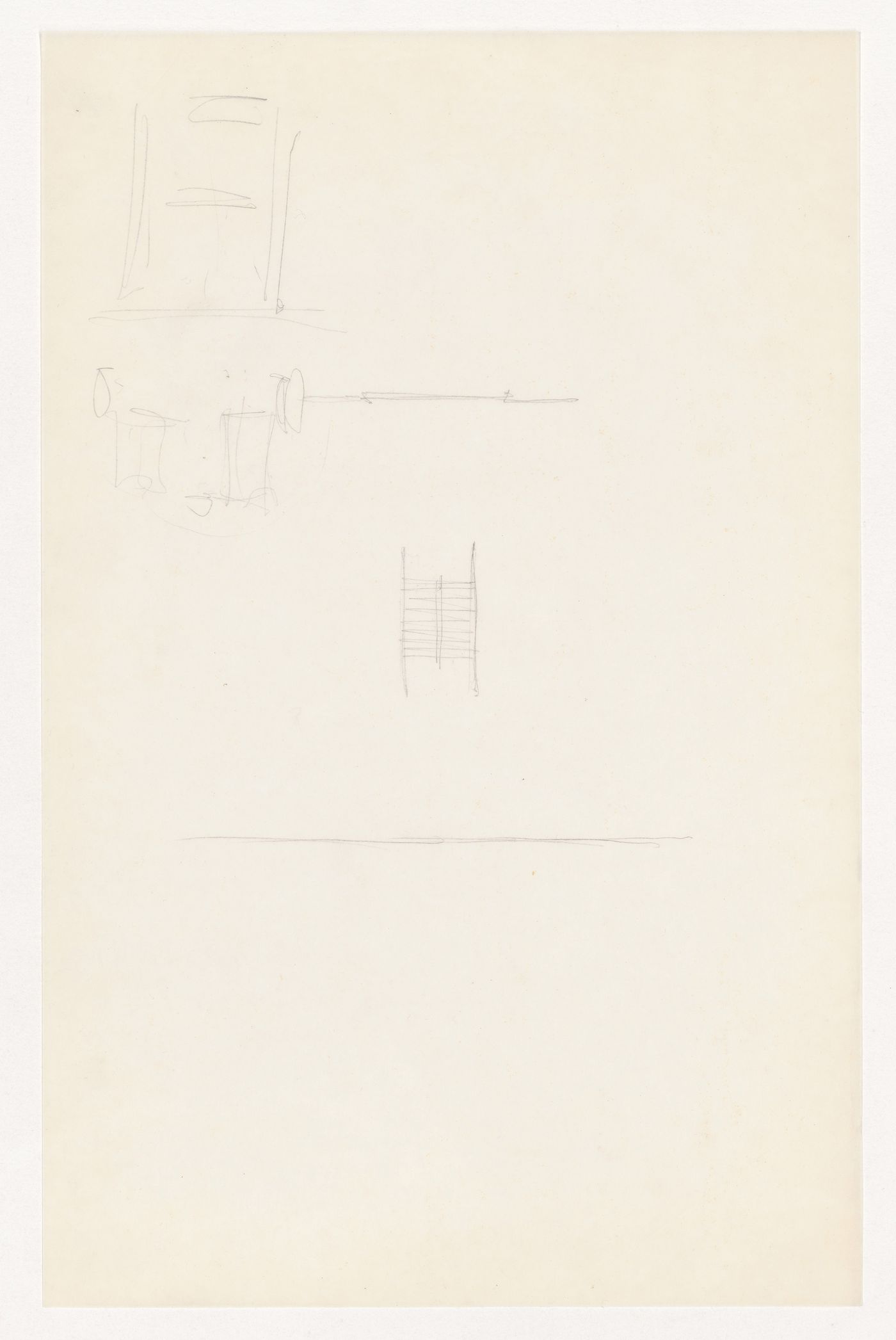 Partial sketch plan and perspective sketch for the Metallurgy Building, Illinois Institute of Technology, Chicago